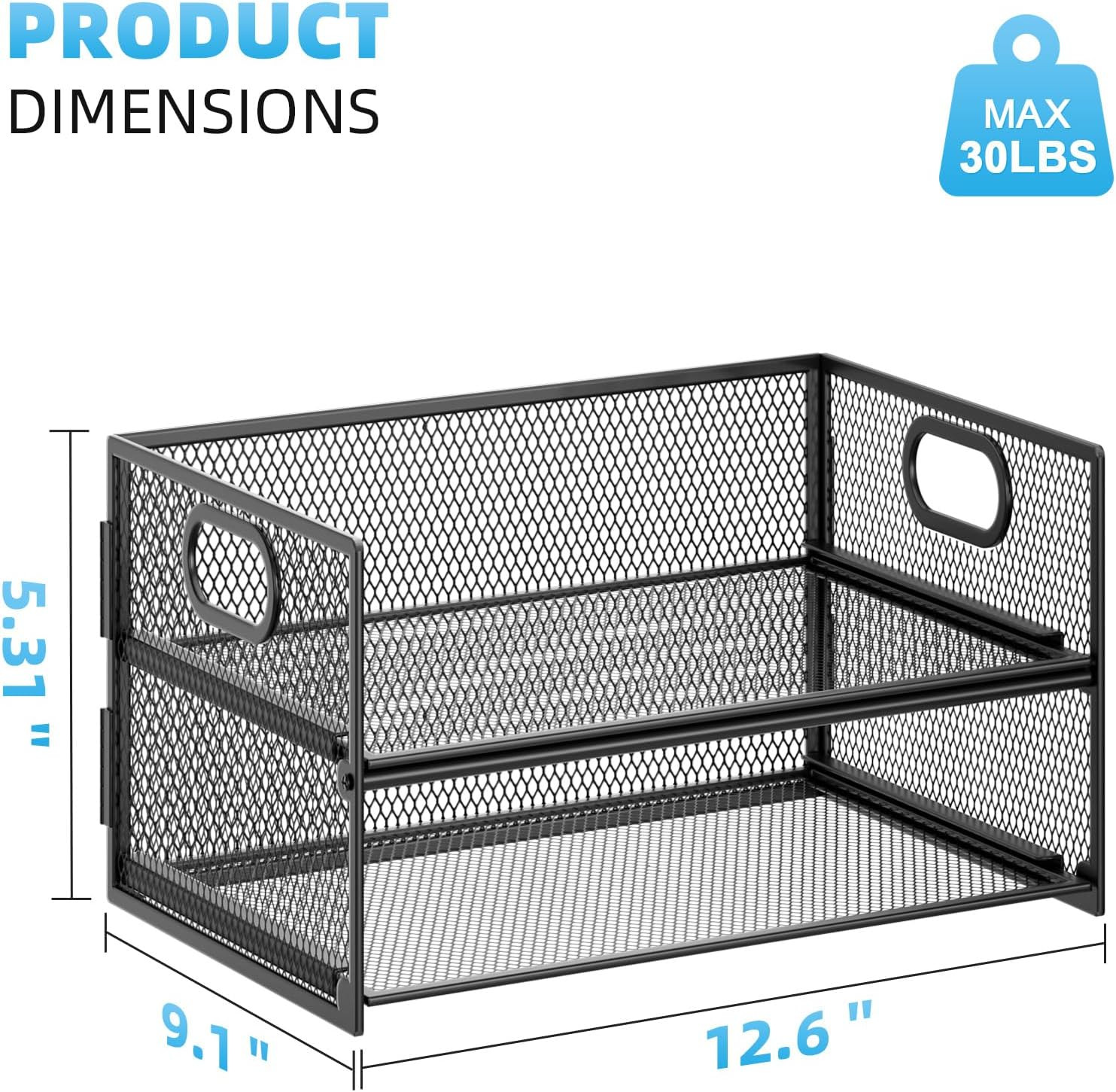 Marbrasse 2 Tier Paper Organizer Letter Tray, Mesh File Organizer with Handle, P