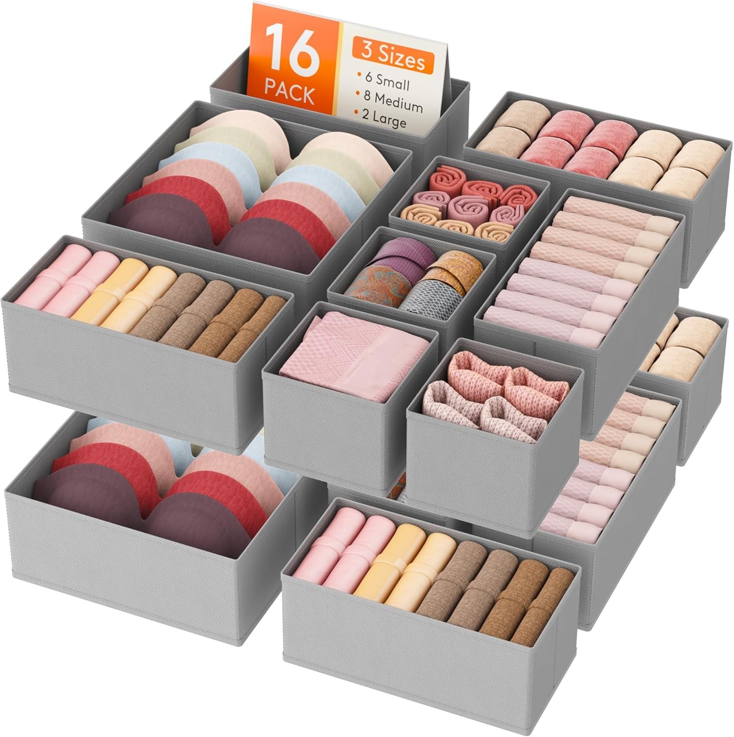 Lifewit Drawer Organizer 16 Pack Underwear Closet Dresser Dividers