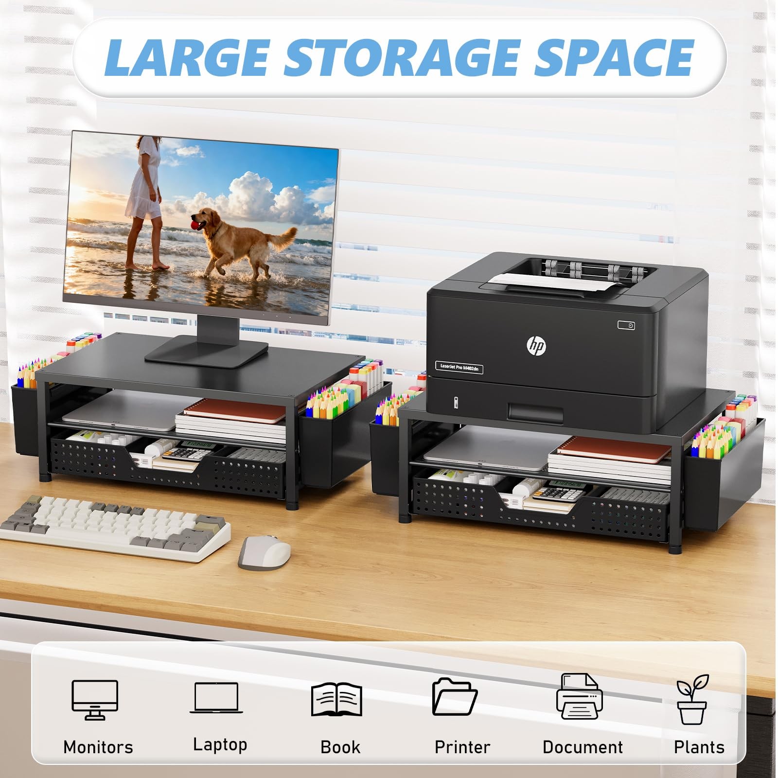 OPNICE Desk With Drawer and 2 Pen Holders, Black – Hot Seller 1-Pack