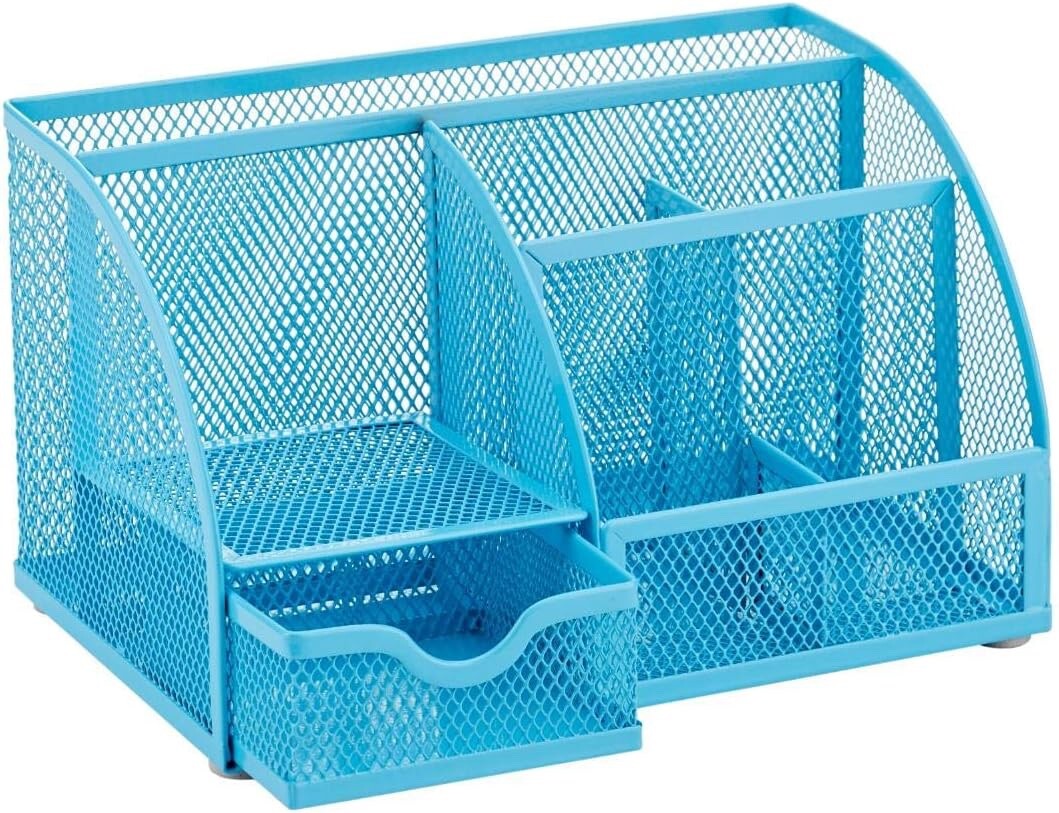 Annova Mesh Desk Organizer with 7 Compartments, Blue