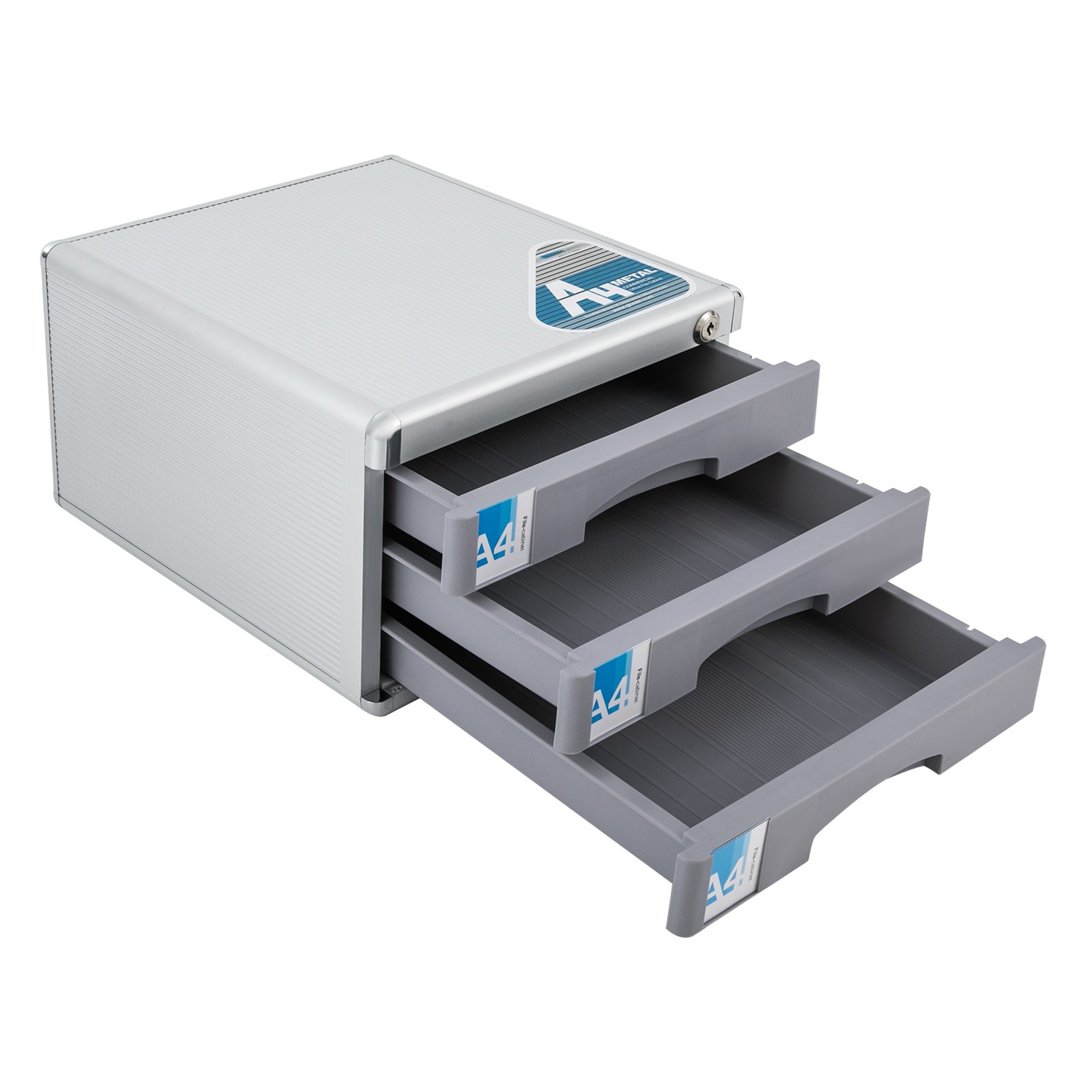 File Box Storage Filing Desk Organizer Locking File Cabinet 3 Drawers for Office