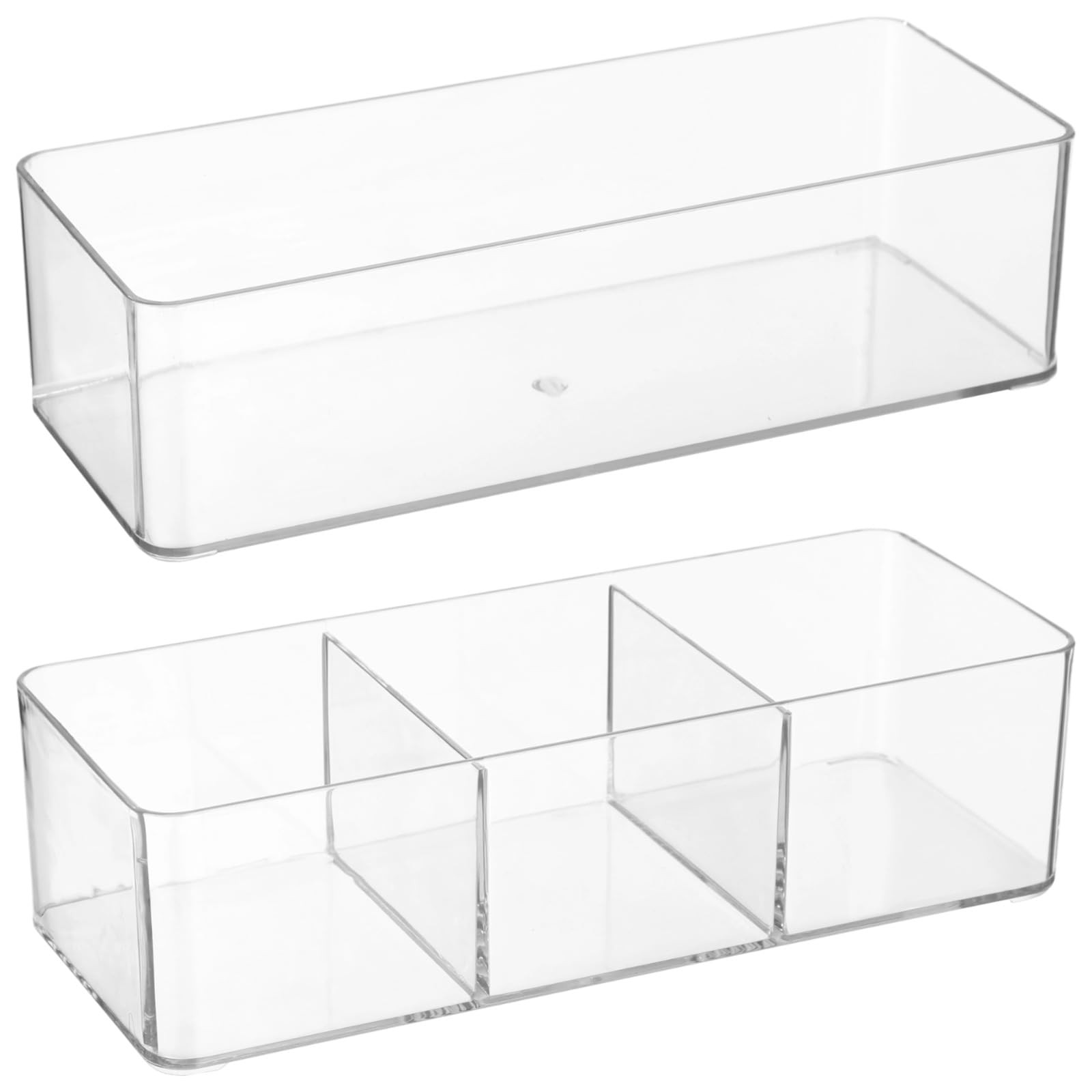 OMISTAR 2 Pcs Acrylic Makeup Organizer Set, Clear Countertop Transparent