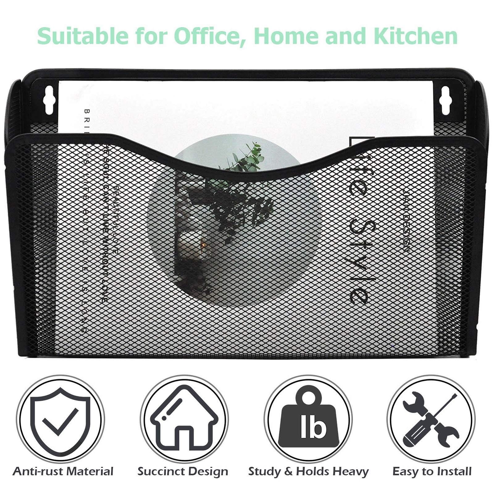 EASEPRES Mesh 6 Pack Wall Mounted File Holder Metal Hanging Vertical Wall Fil…
