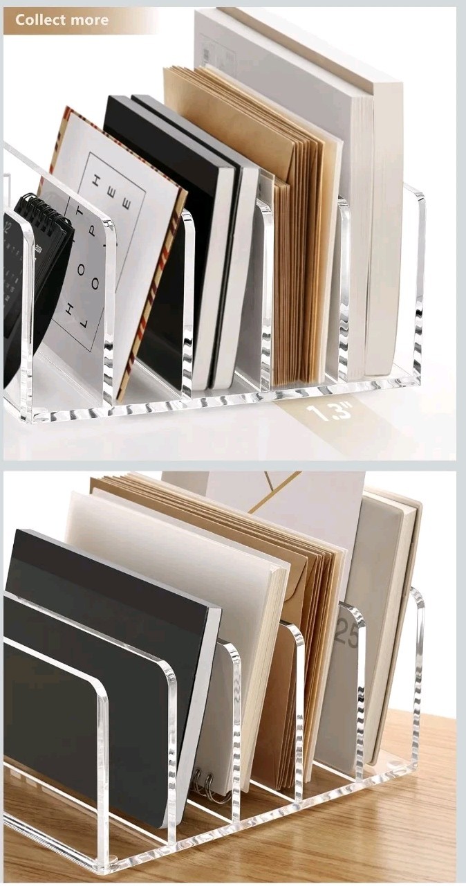 Acrylic Organizer, 5 Compartments File Holder for Desk, Letter Sorter