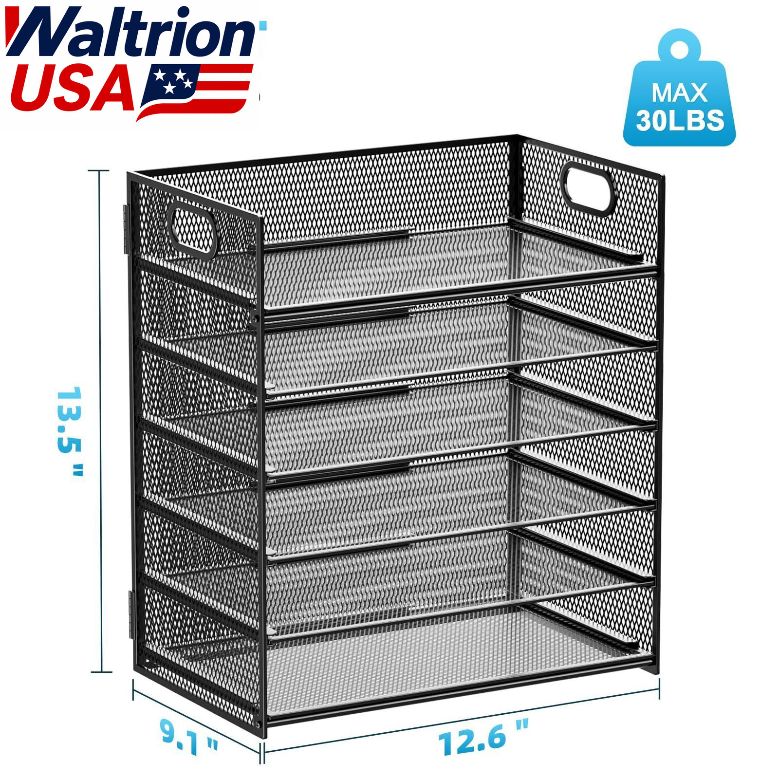 Marbrasse 6 Tier Paper Organizer Mesh Desk File Tray Letter A4 Sorter Black