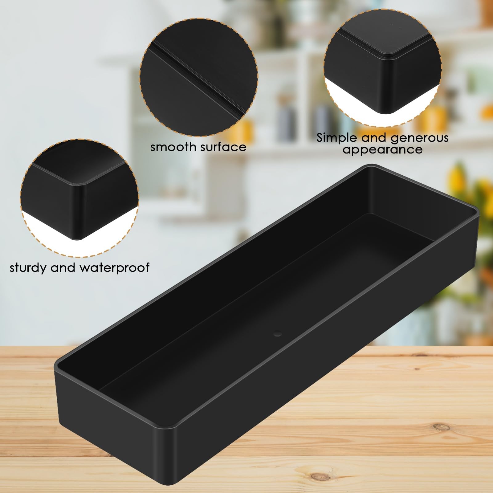 Teling 4 Pcs Black Large Rectangular Desk Organizer Set, Half Accessory black