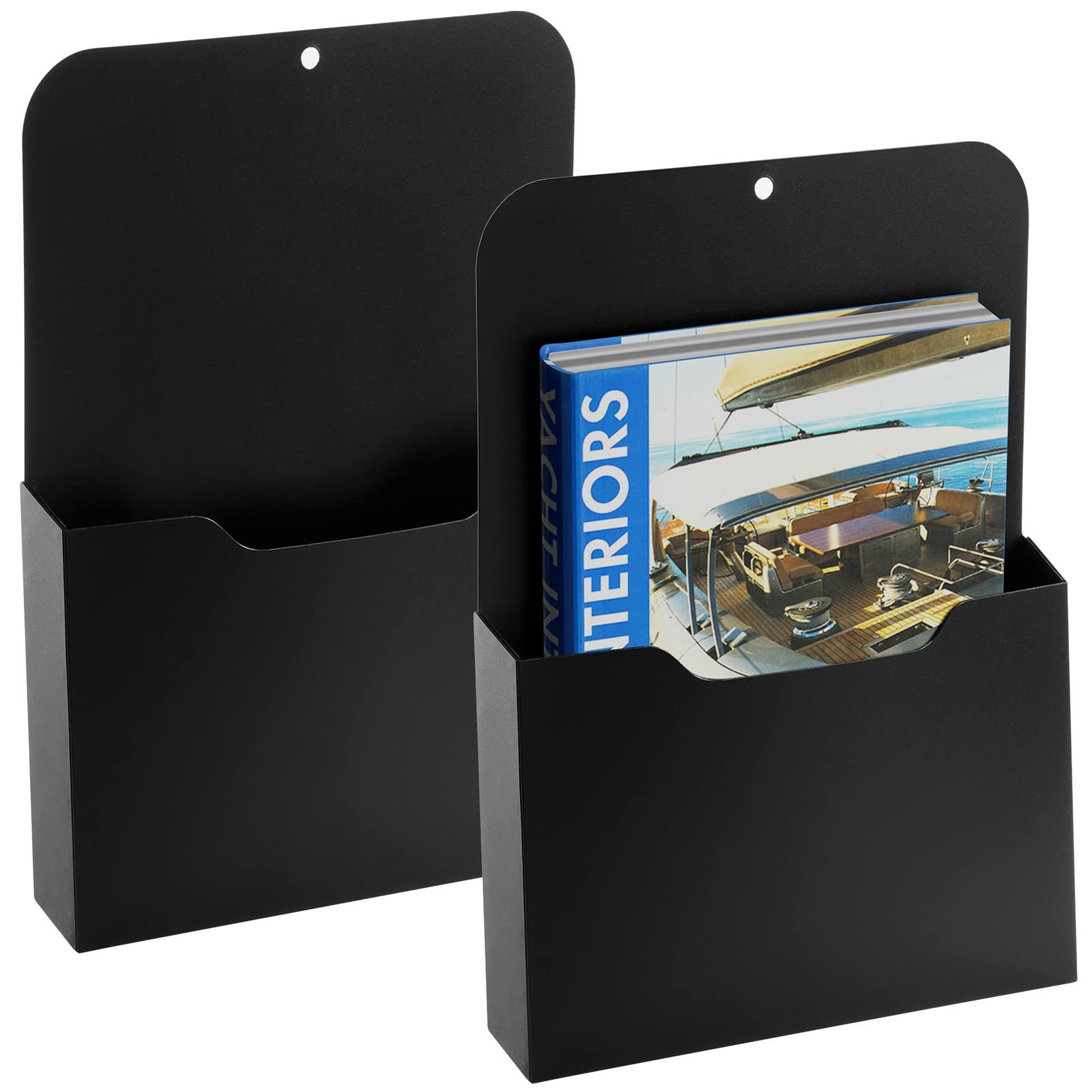 Marbrasse 2 Pack Magnetic File Holder – Paper Holder, Pocket Black Holder-2L