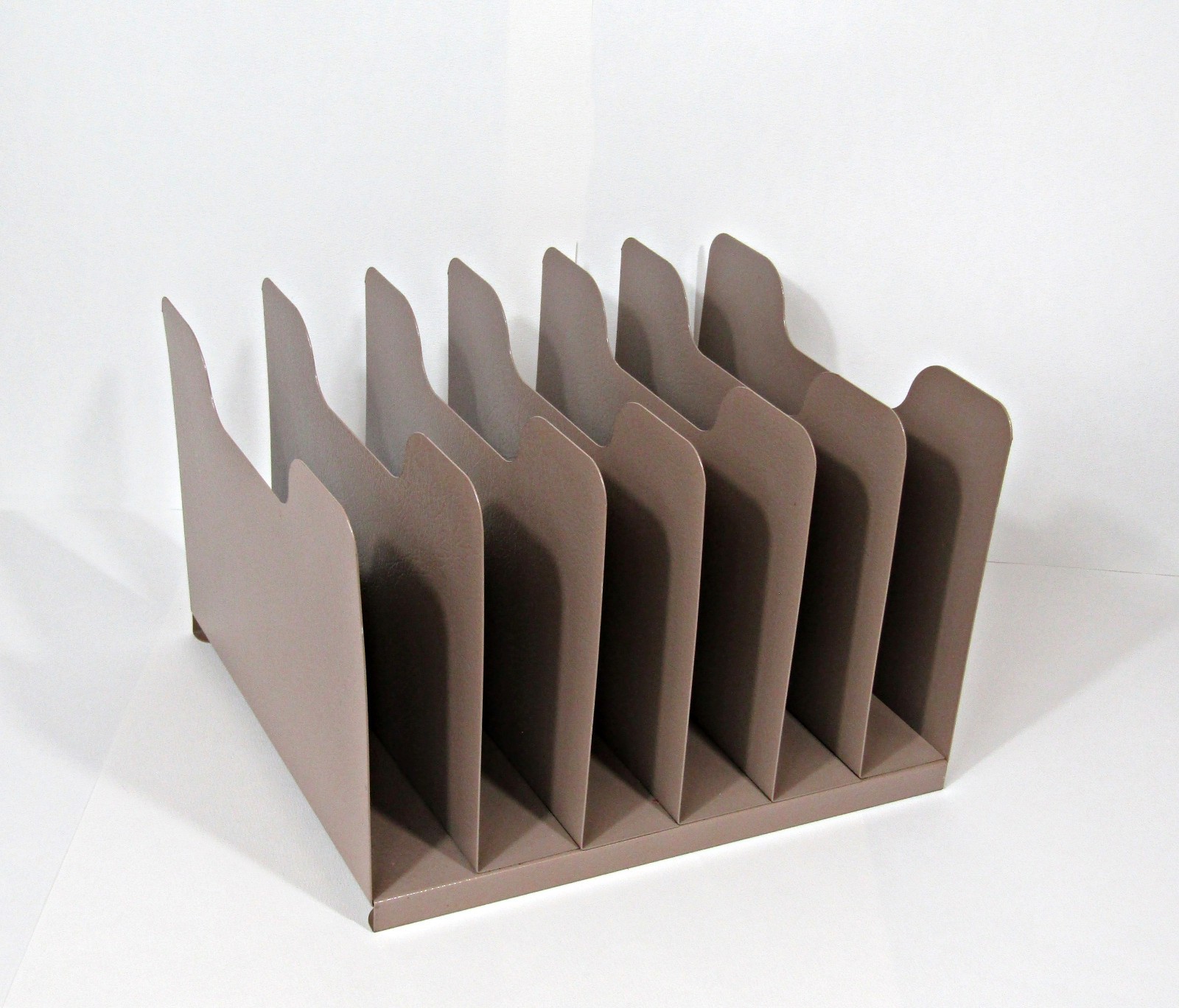 Vintage Wall-Mount Steel Letter File Organizer – 7-Tier Taupe Desk/Office