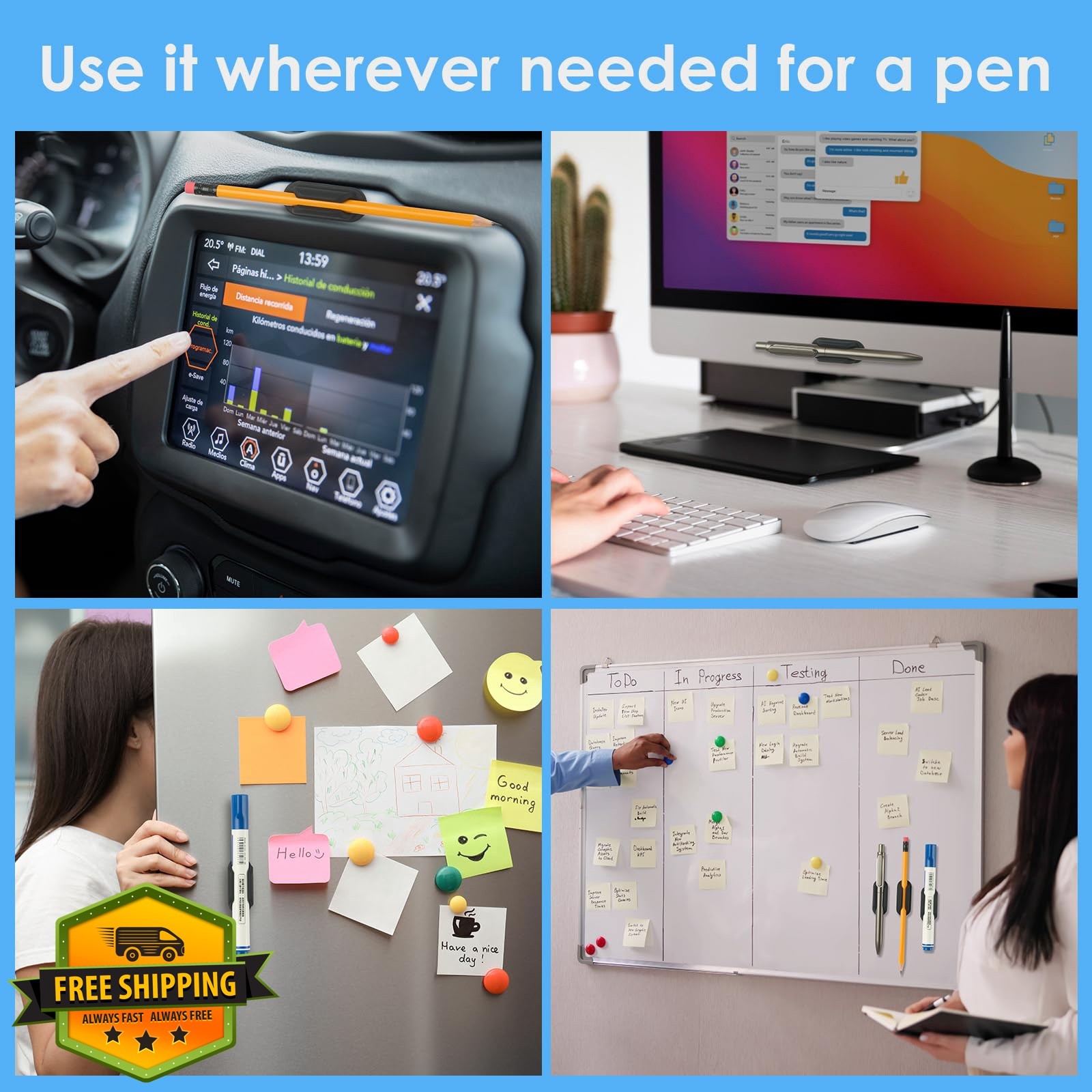 VZZNN Adhesive Pencil Holders Black