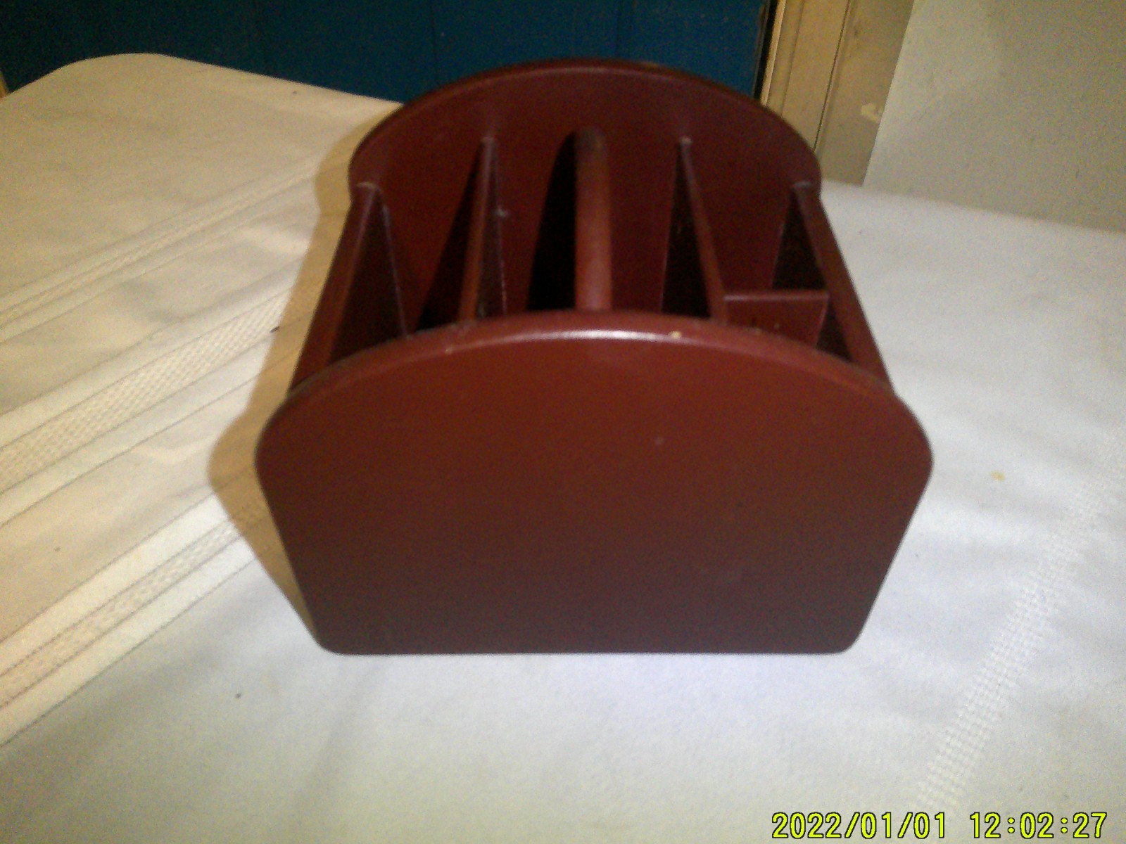 DESK TOP WOODEN DARK FINISH ROTARY OFFICE ORGANIZER HOLDER