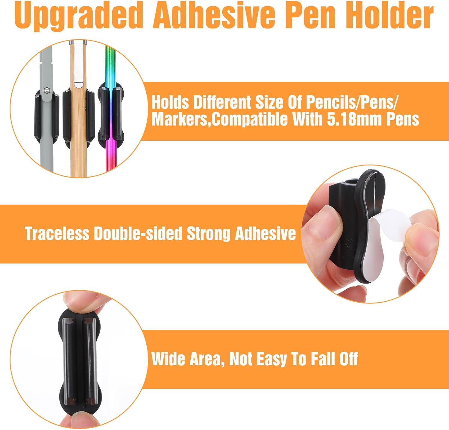 40 Pack Adhesive Pen Holders, Silicone Pencil Holder for Desk Wall Clipboard, Do