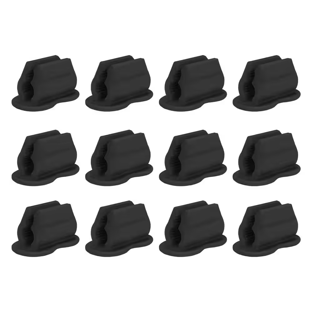 12 Pack Black Adhesive Pen Pencil Holder Silicone Dual-Hole Marker Organizer for
