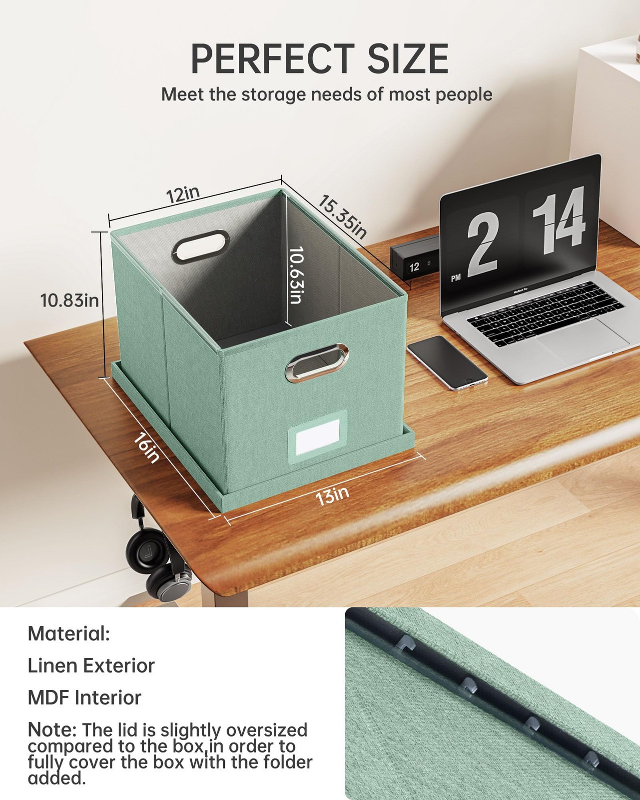 Oterri File Organizer, Box, Cabinet for Letter 1 pack, Green