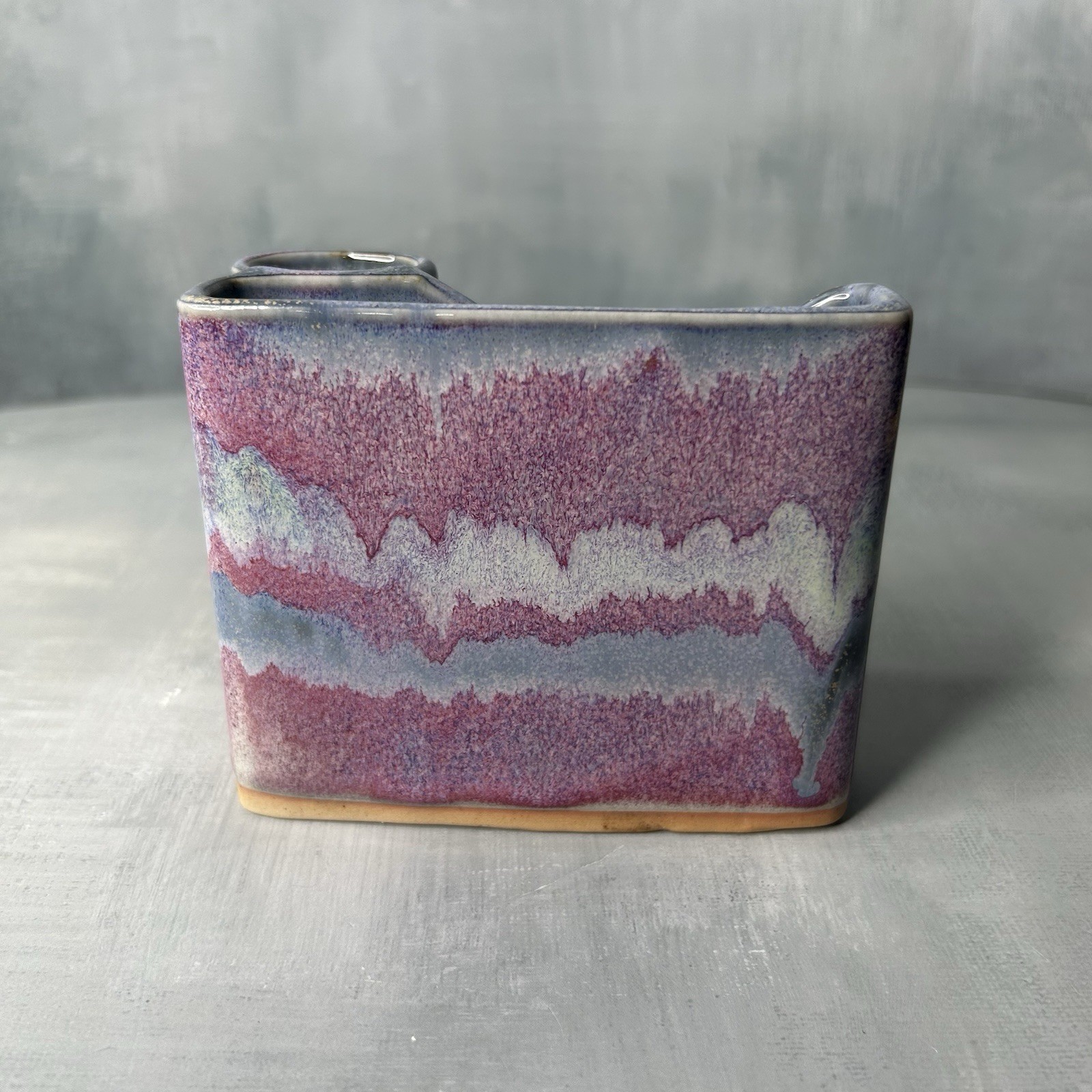Bay Pottery Handmade Stoneware Purple Rose Glaze Pencil Pen Post-It Note Holder