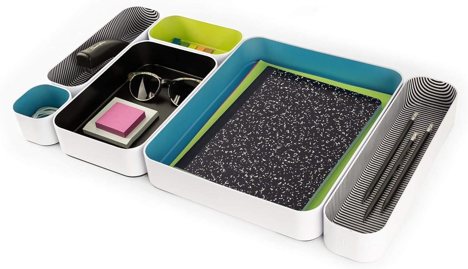 6 Piece Metal Organizer Tray Set for Storing Makeup, Stationery, Utensils, an…