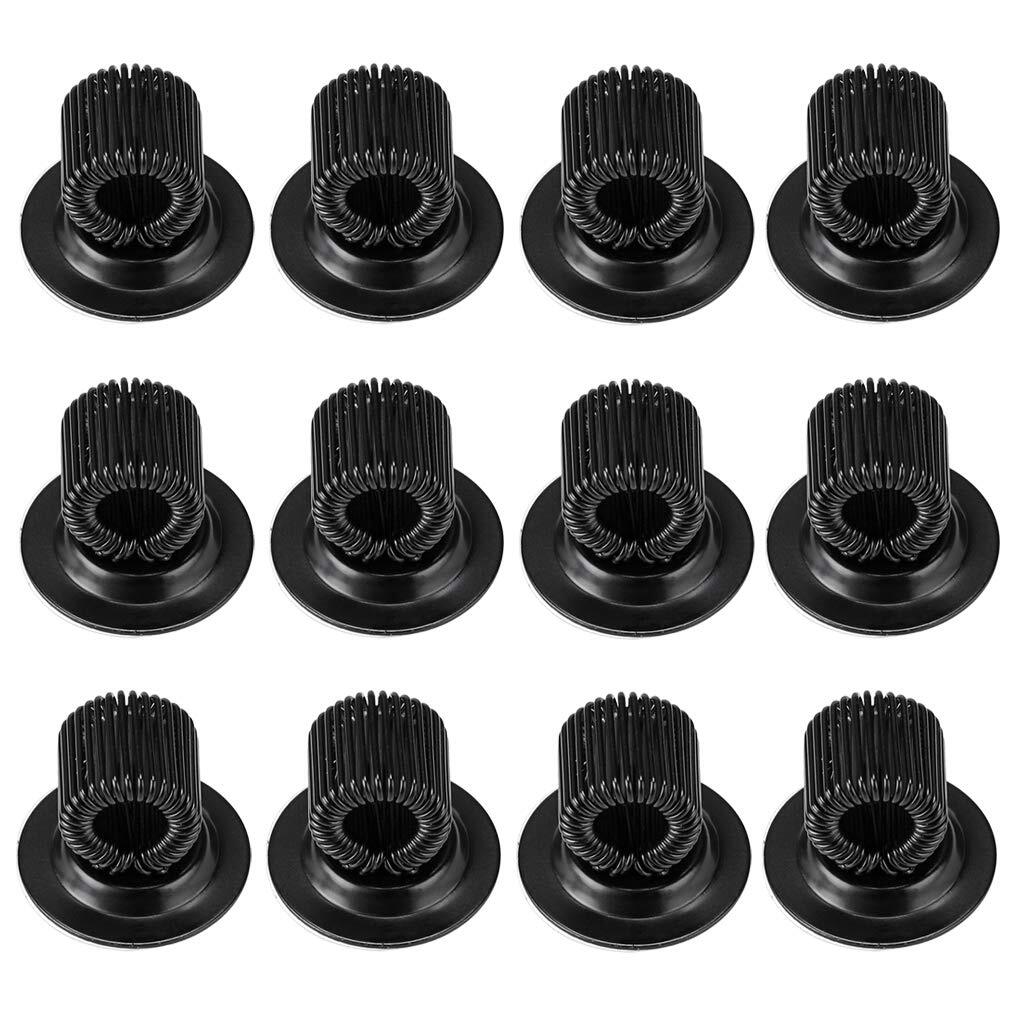 12 Pcs Stainless Steel Self Adhesive Pen Holder Clips w/ Adjustable Spring Loop