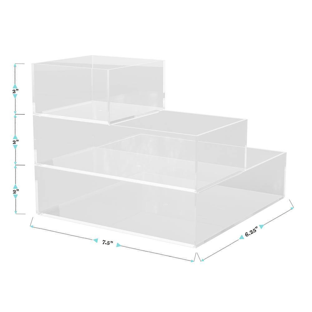 Clear/White Desk Organizer Set of 3 – 1 Small/1 Medium/1 Large