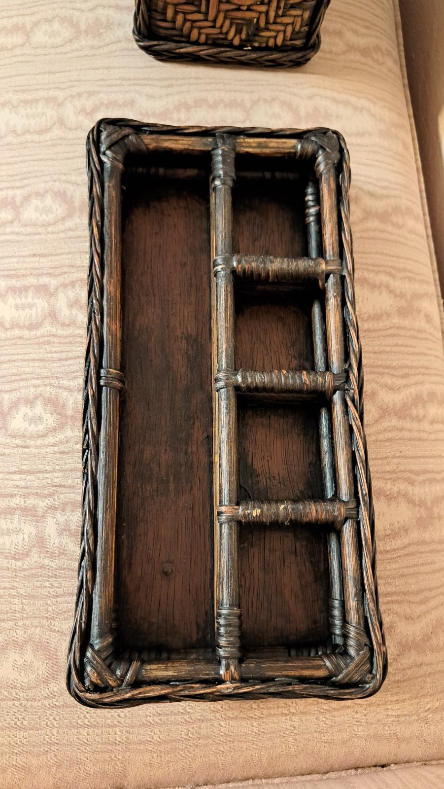 Vintage 4 Pc Woven Bamboo Rattan Wicker Desk Organizer Set Pencil Letter Boho
