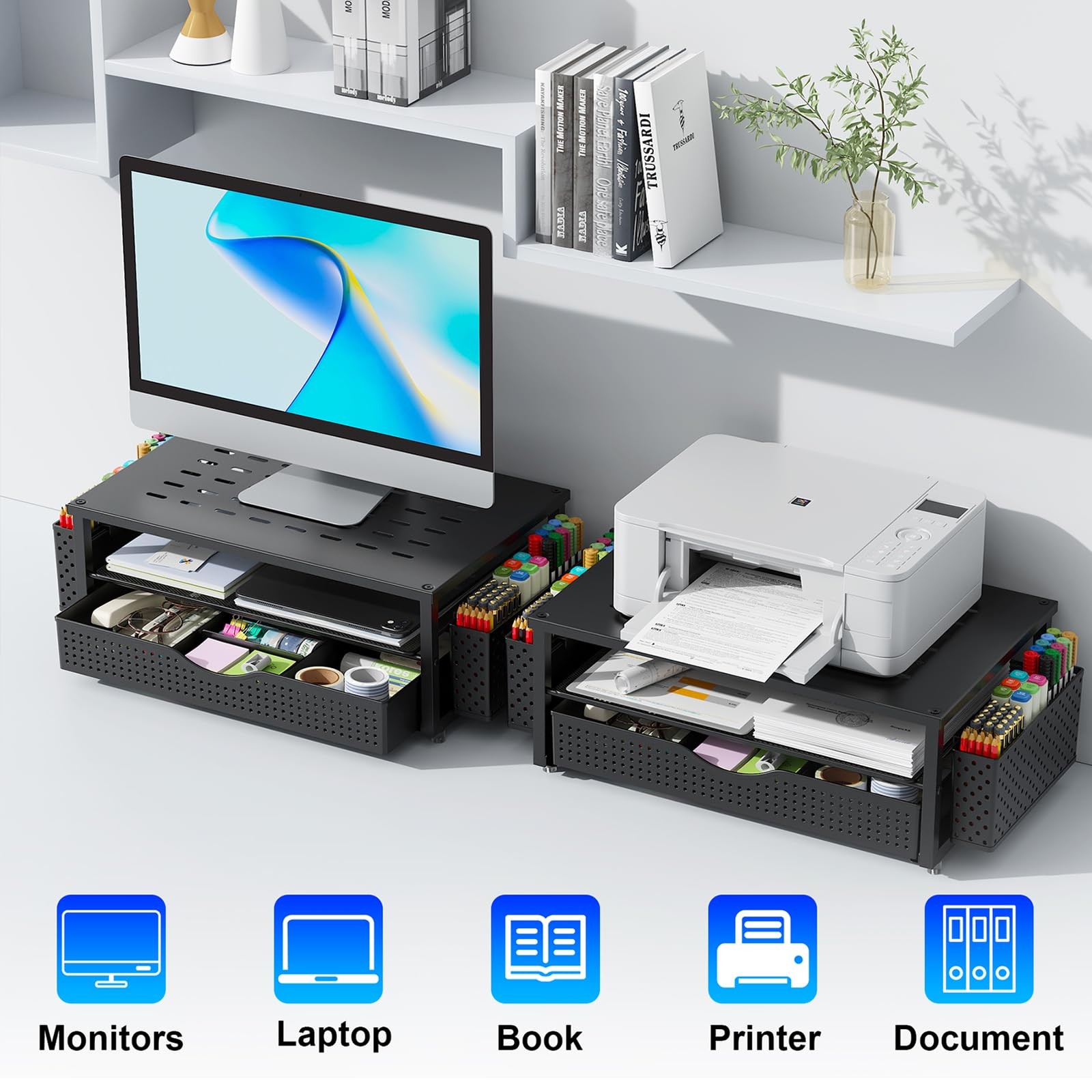 gianotter Desk Organizers and Accessories, Monitor Stand Black-Ventilated