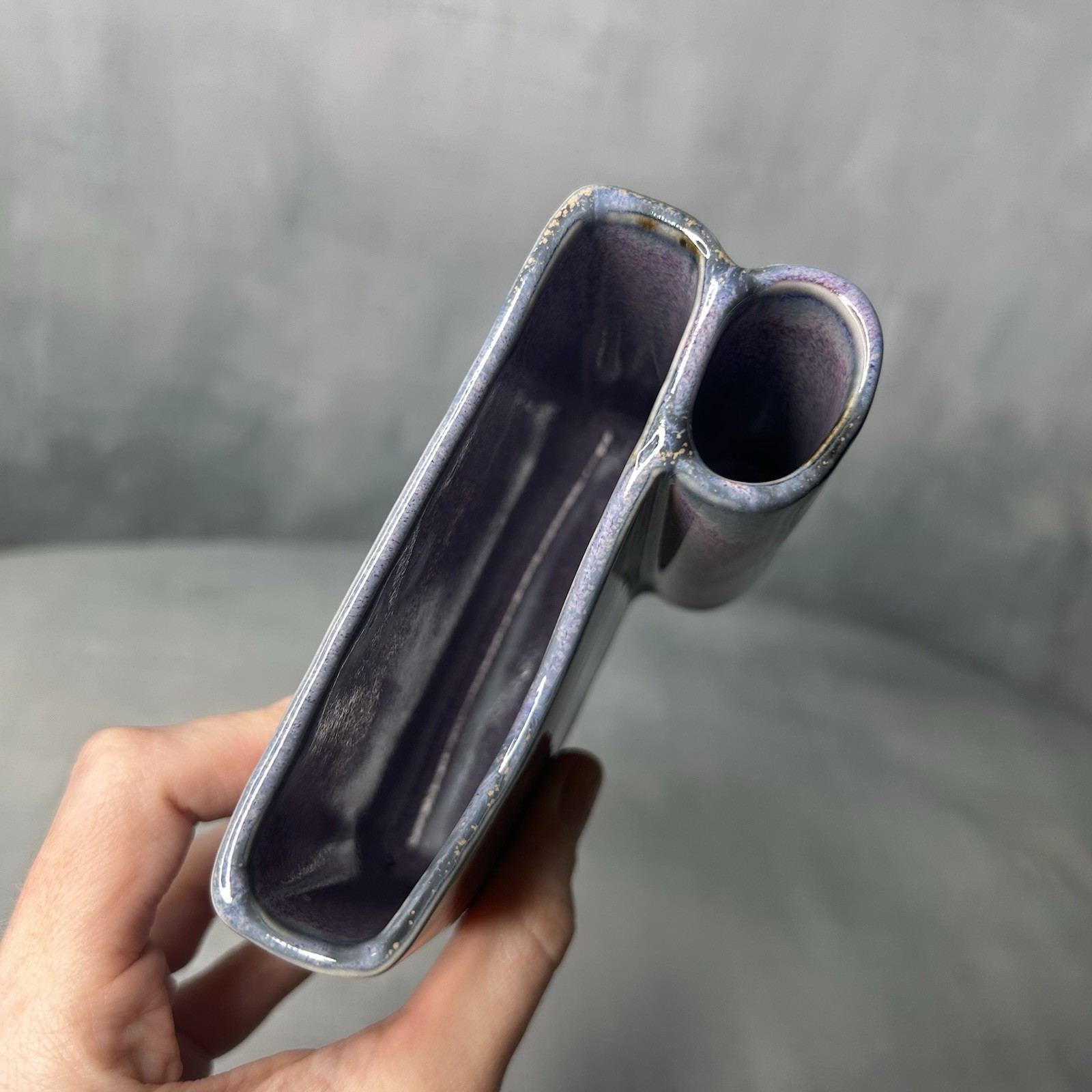 Bay Pottery Handmade Stoneware Purple Rose Glaze Pencil Pen Post-It Note Holder