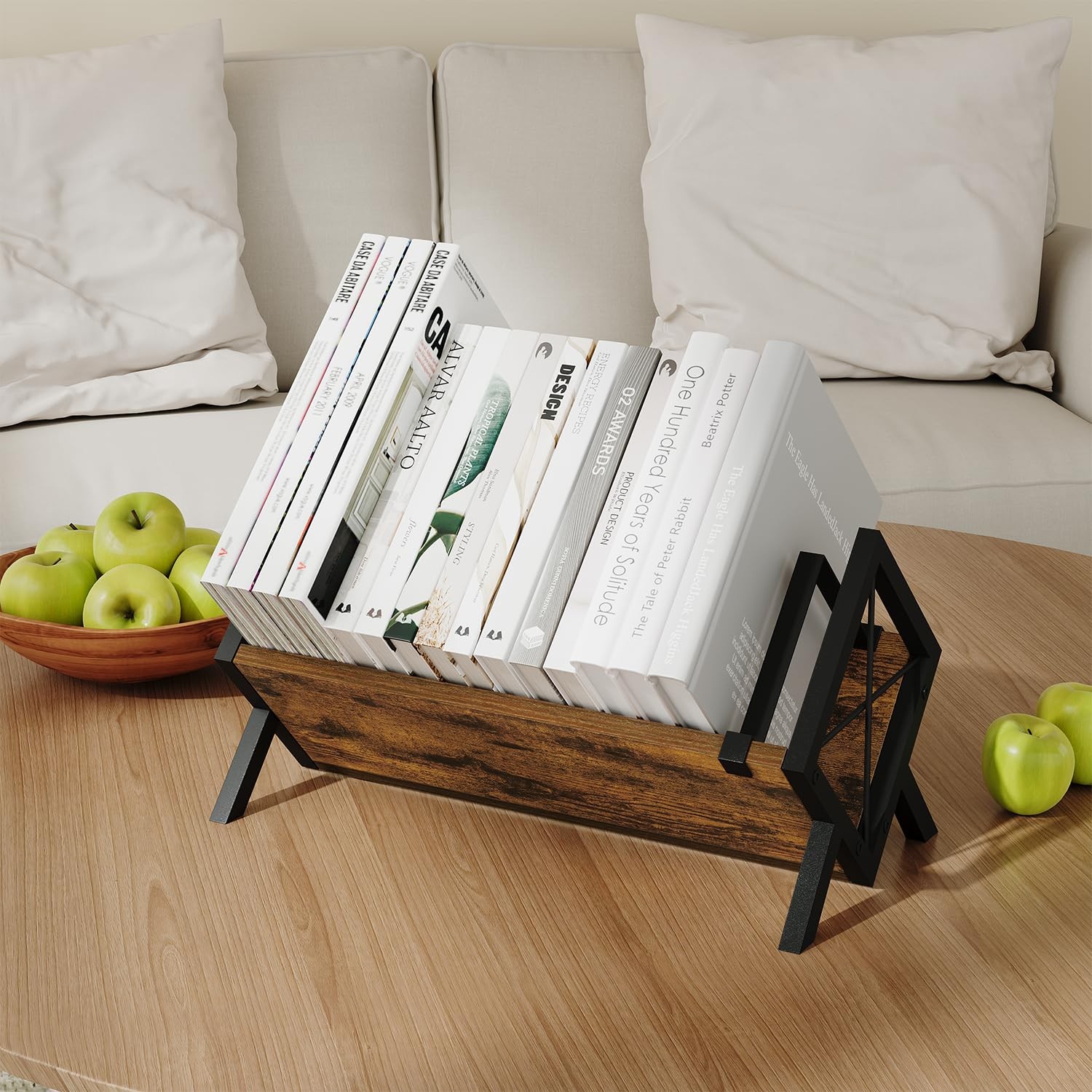 YINMIT Wood Desktop Bookshelf, Retro Tabletop Desk Large,