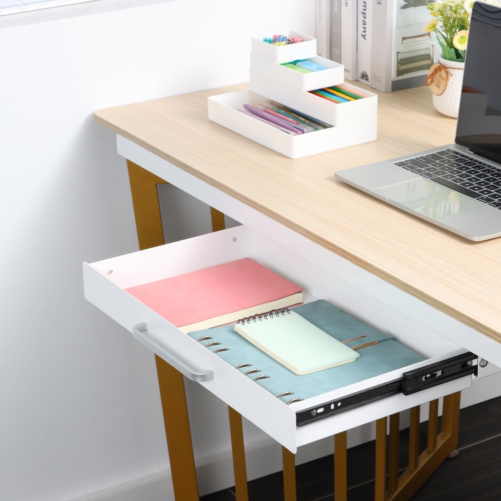 Osteed Under Desk Drawer White 21 4 Divider Trays Under Shelf Pencil Drawer