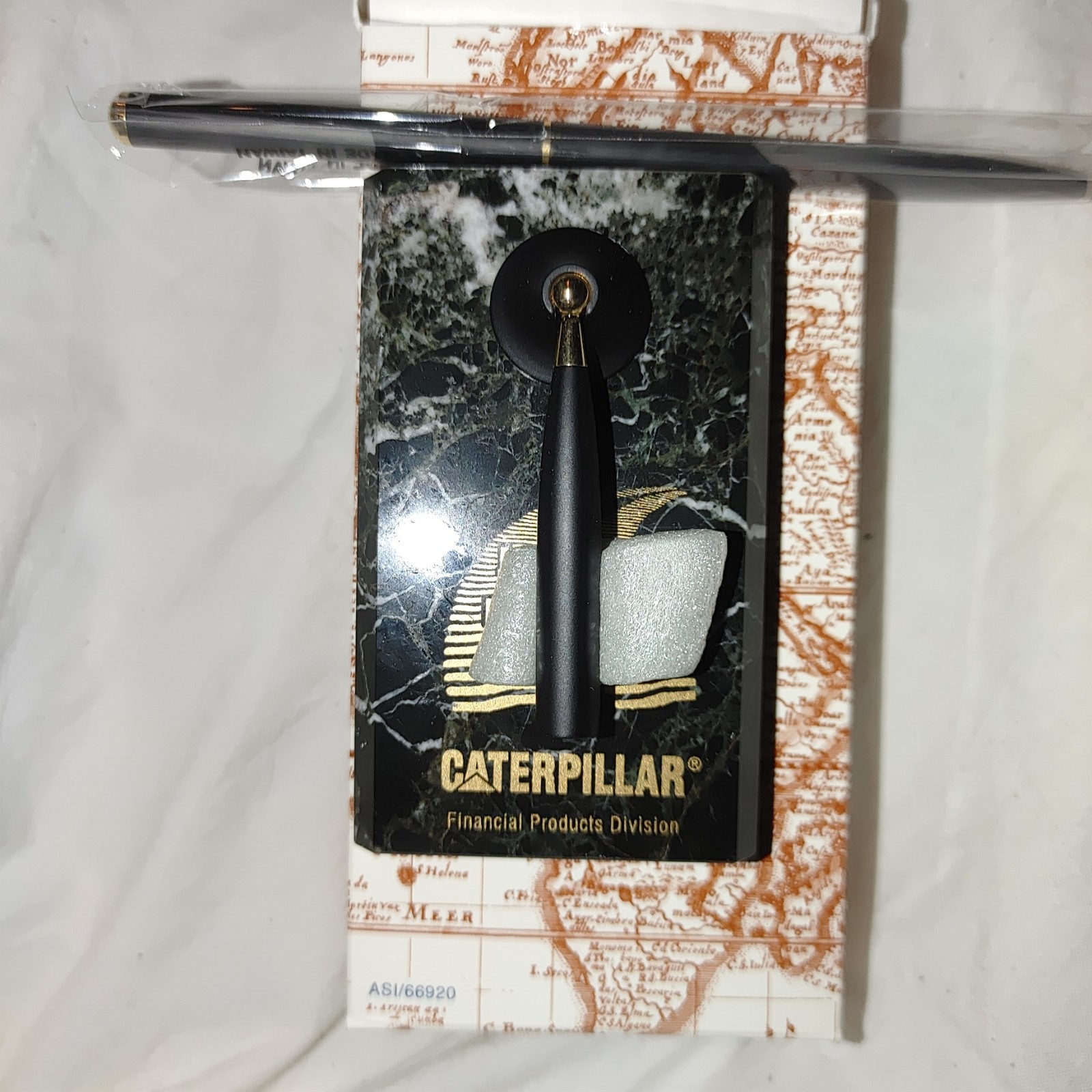 Caterpillar Black Marble Desk Pen Holder NEW