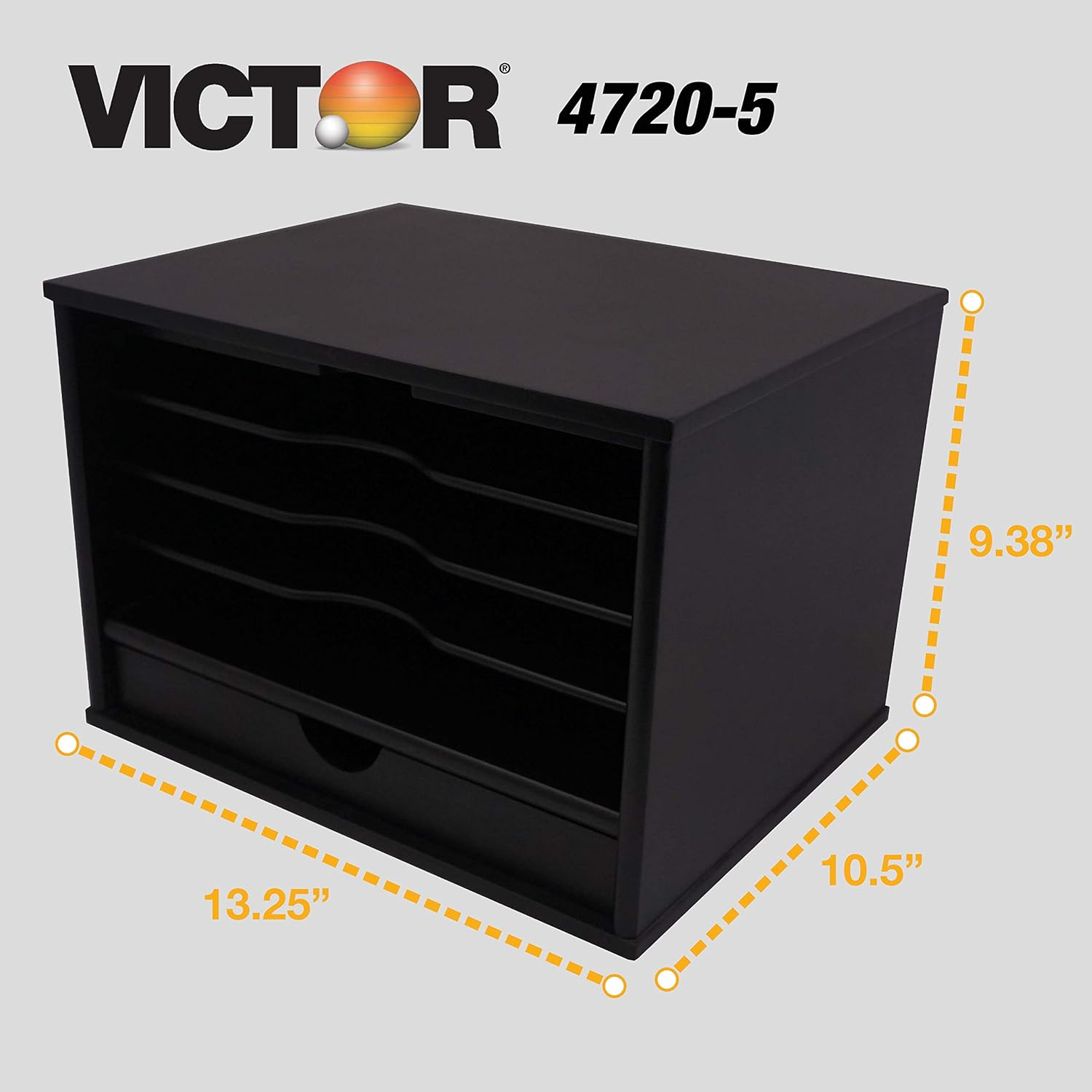 Wood Midnight Black Collection, 4-Shelf Desktop Organizer, Black, (4720-5)
