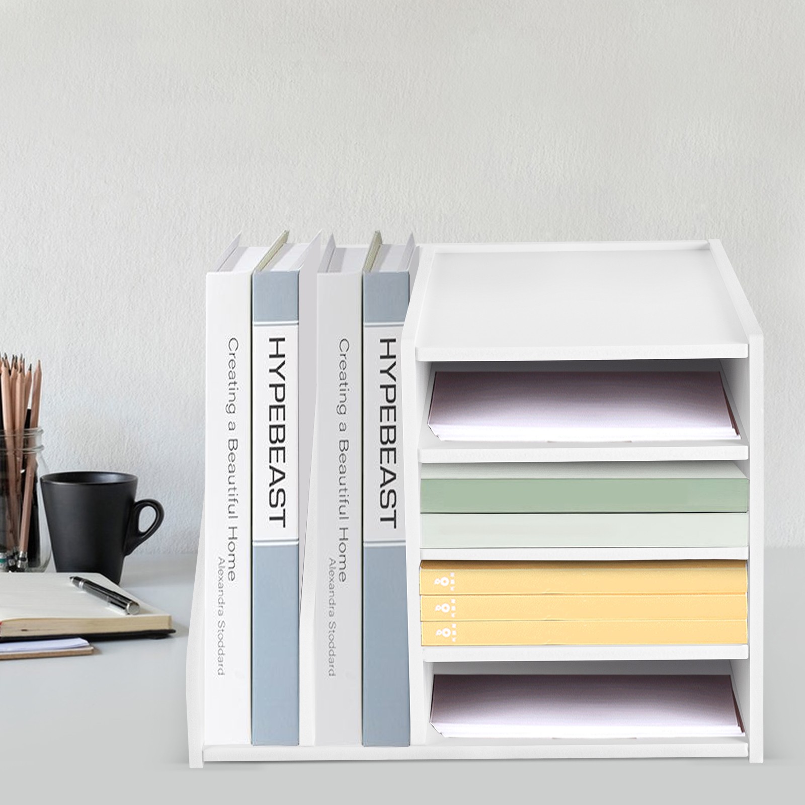 6-Tier PVC File Holder Organizer with Ample Storage Space, 15.35″ x 12.16″