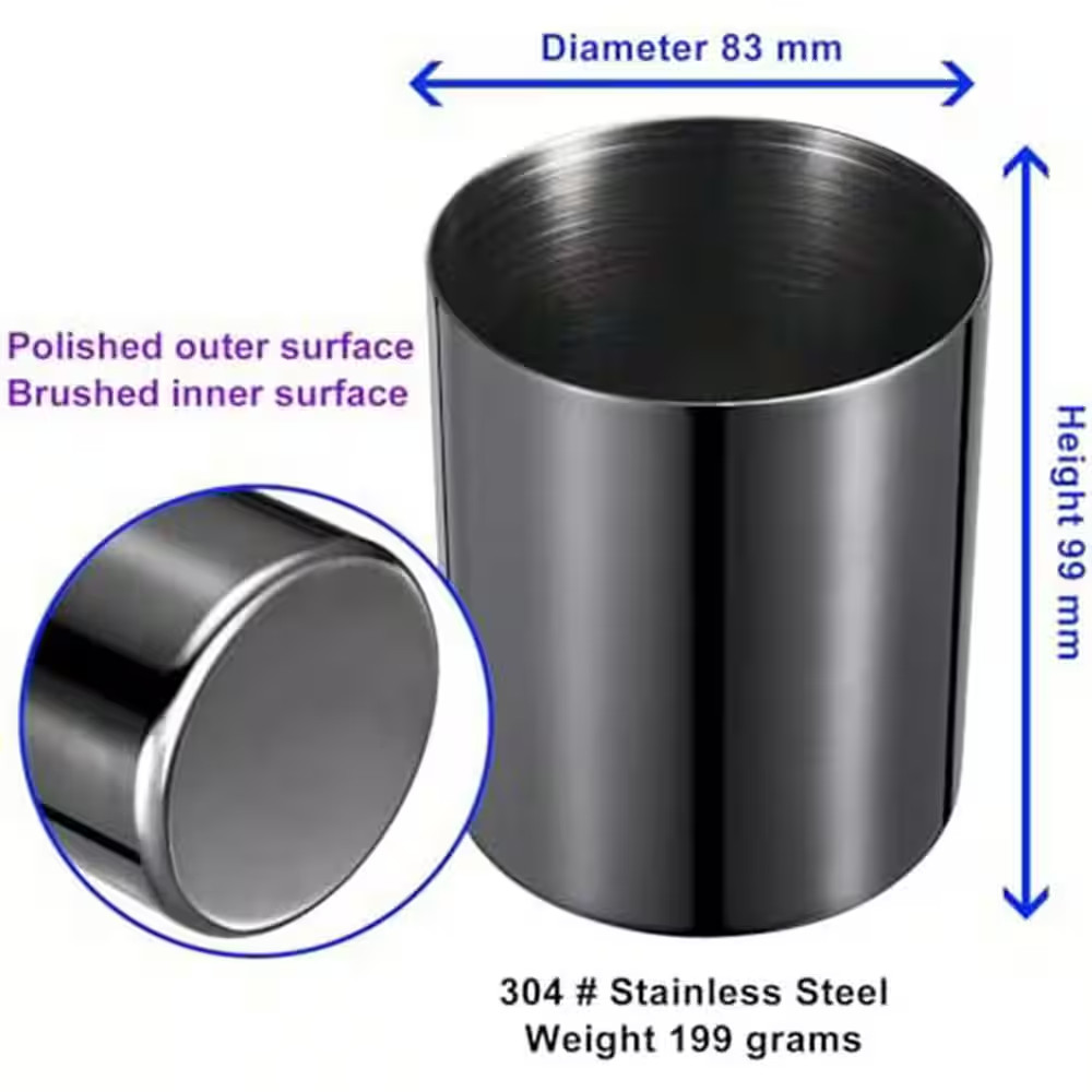 1-Pack Black Pen Holder Stainless Steel Mirror Finish Brushed Interior Modern De