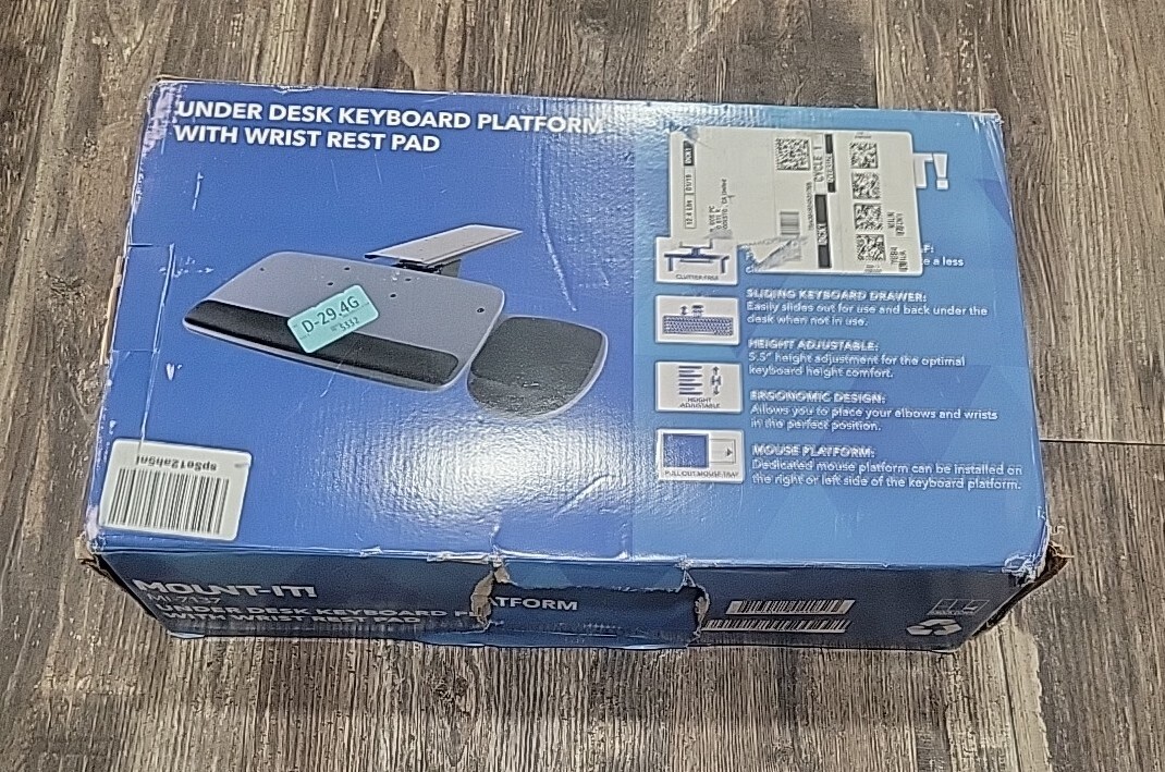 Mount-It! Under Desk Keyboard Tray with Ergonomic Wrist Rest Pad |17.25 Inch