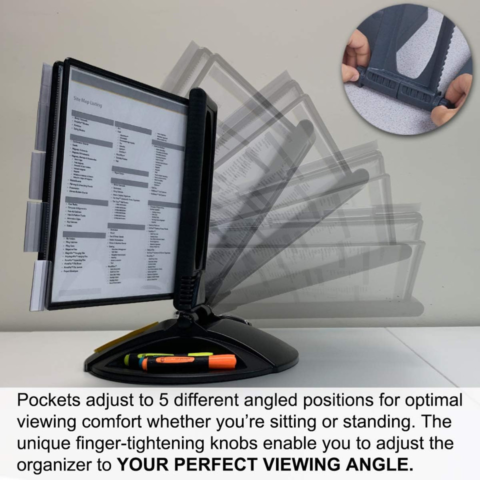 Ultimate Office AdjustaView 10-Pocket Desk Reference Organizer with Storage Base