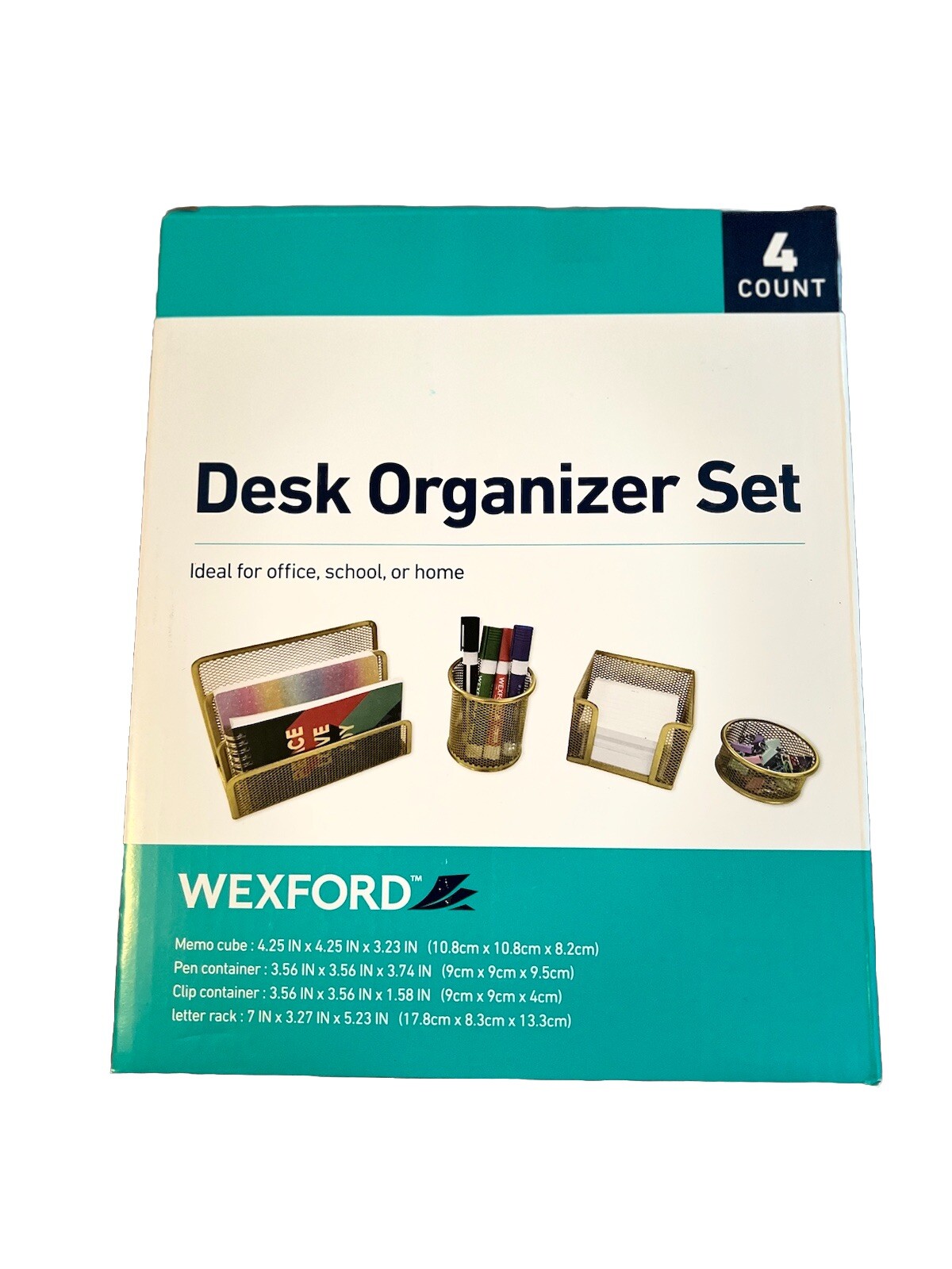 4 Piece Desk Organizer & Storage Set Office, Business, School, Dorm, Home Gold