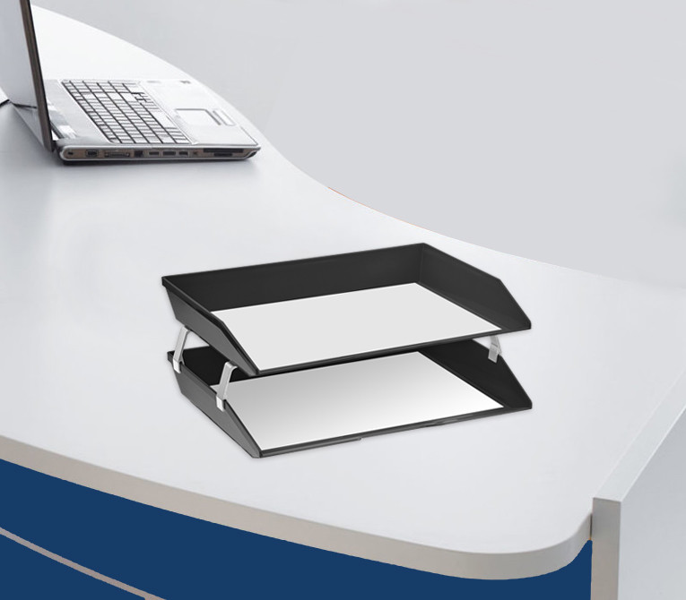 Acrimet Facility 2 Tiers Double Letter Tray (Black Color)