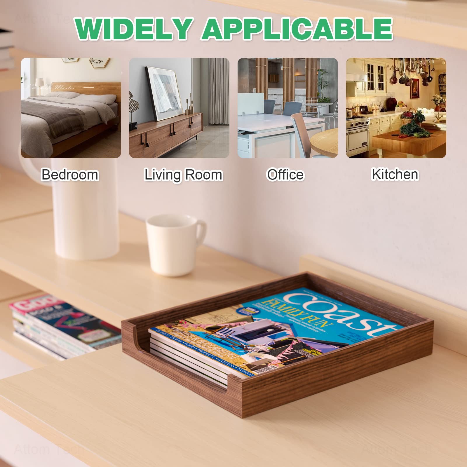 Rustic Burnt Wooden Letter Tray Natural Pine Wood Desktop Office Organizer