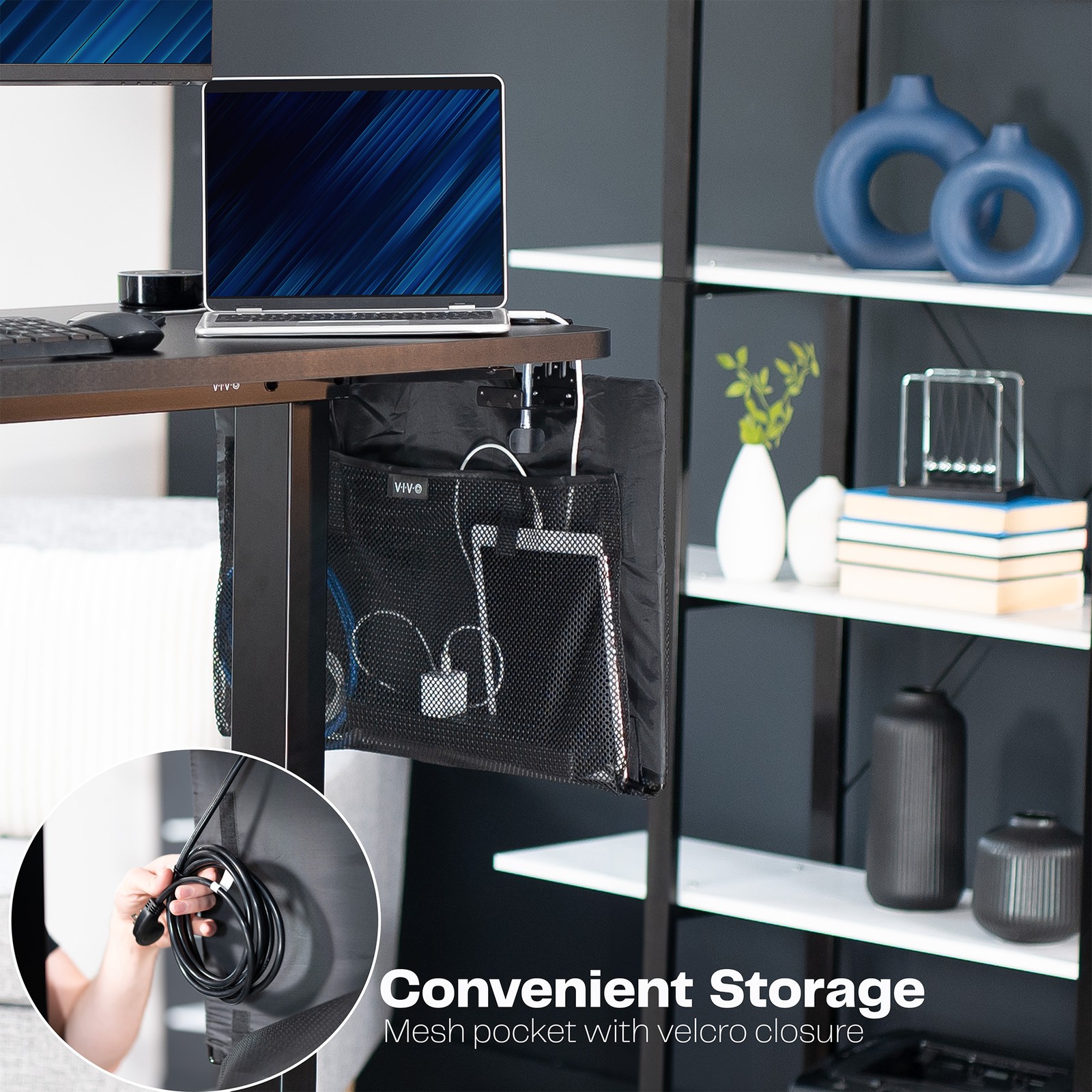 VIVO Black Clamp-on 24″ Privacy & Cable Management Sleeve Panel Kit for Desk