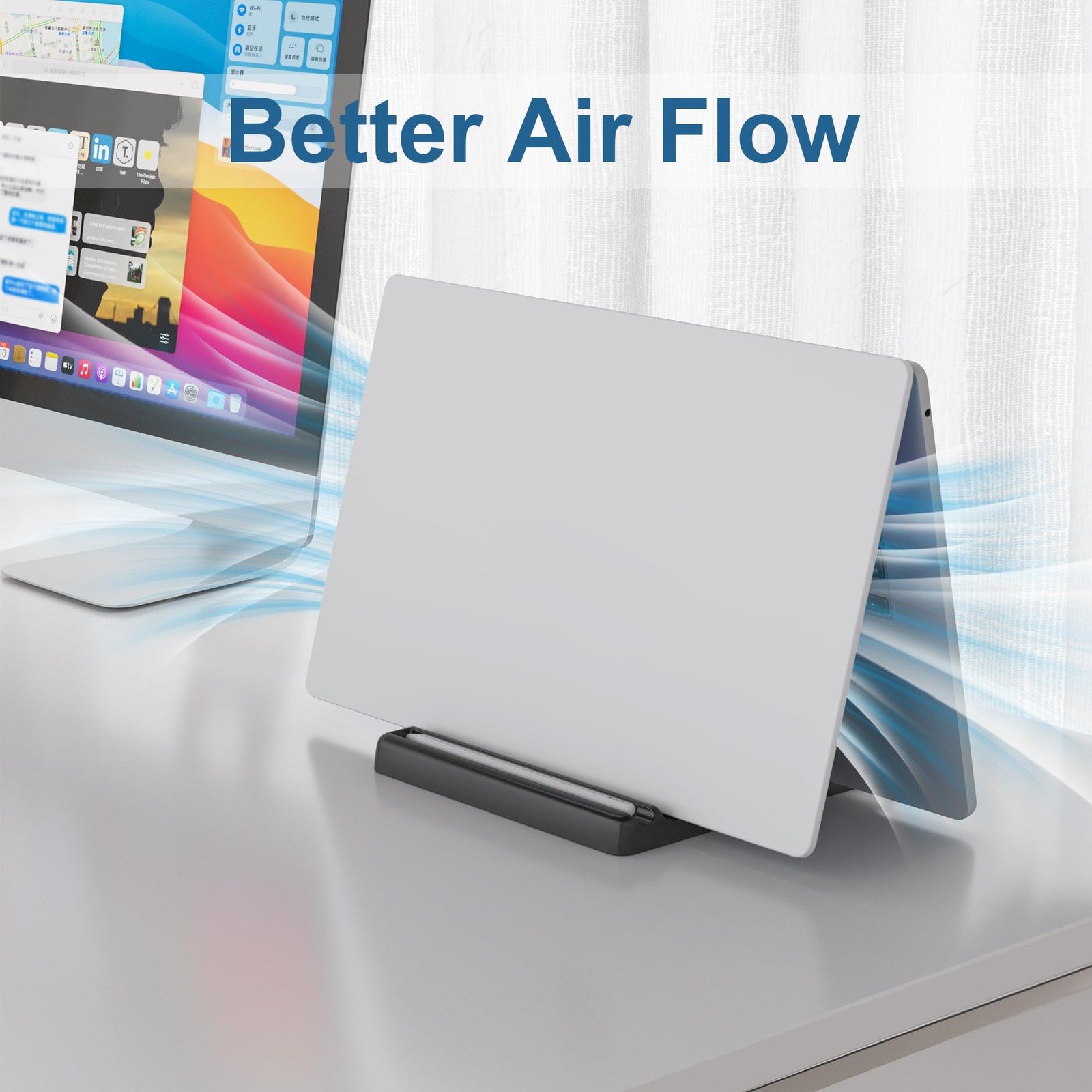 Ahonnpely Vertical Laptop Stand Holder – Adjustable ABS Plastic Black