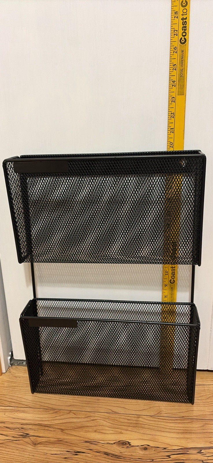 Black Metal Mesh Wall Mount File Organizer Rack