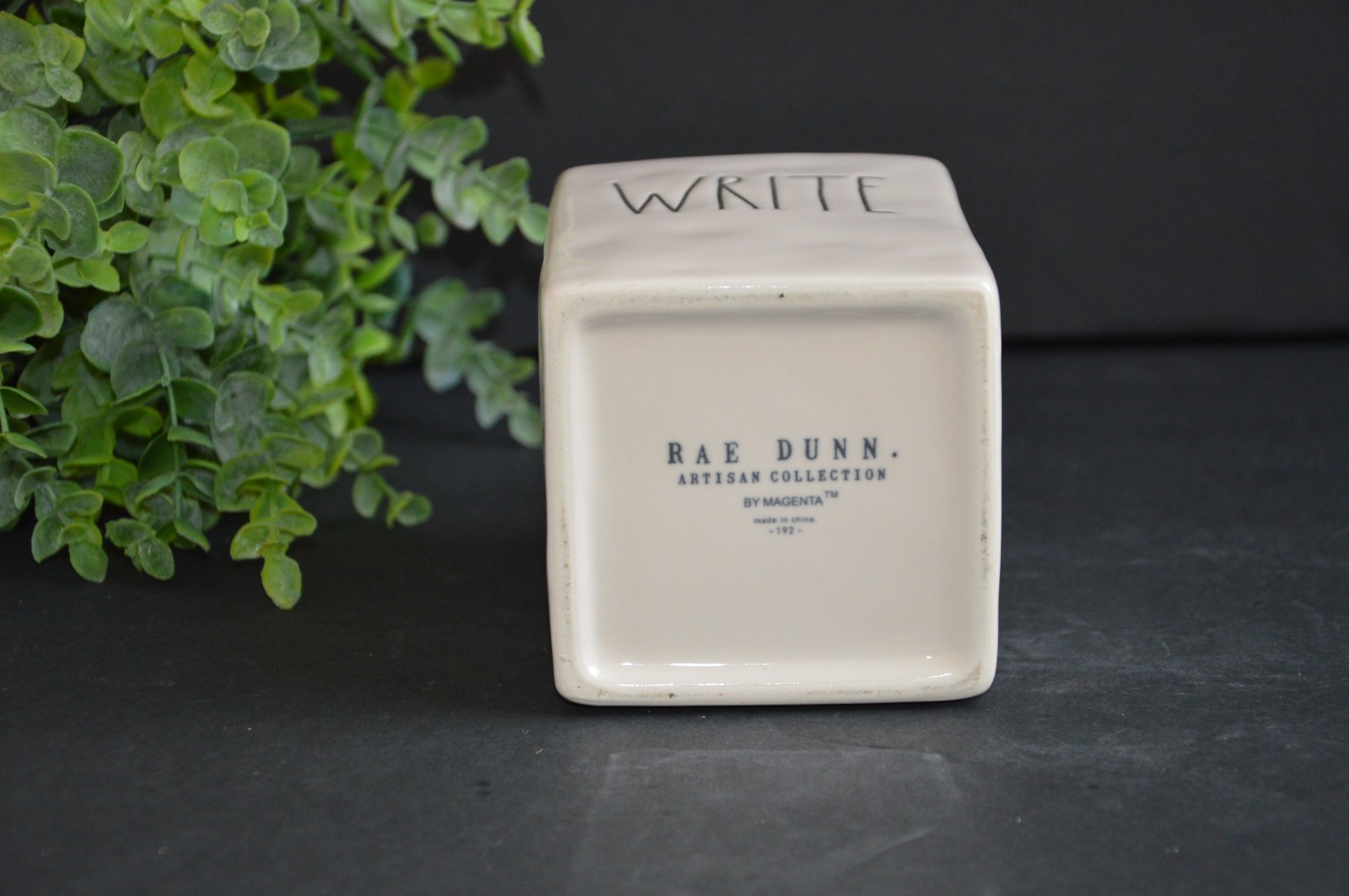 New Rae Dunn By Magenta Black & White WRITE Ceramic Pen and Pencil Holder