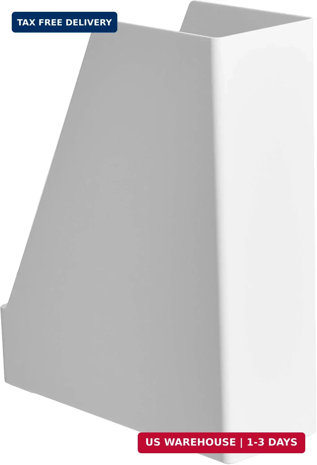 Amazon Basics Rectangular Plastic Desk Organizer, Magazine Rack, White, 2-Pack