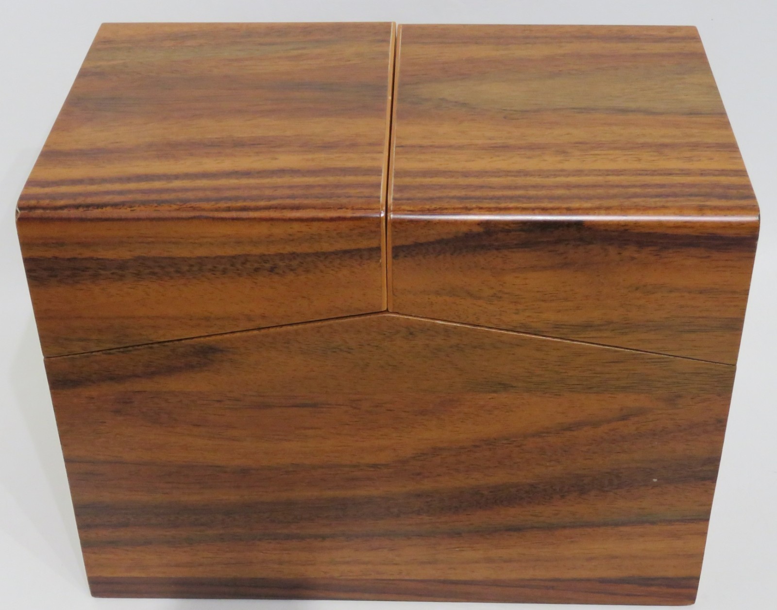 Mahogany Desk Letter Box/Desk Organizer W/Compartments & Hinged Top Froelich