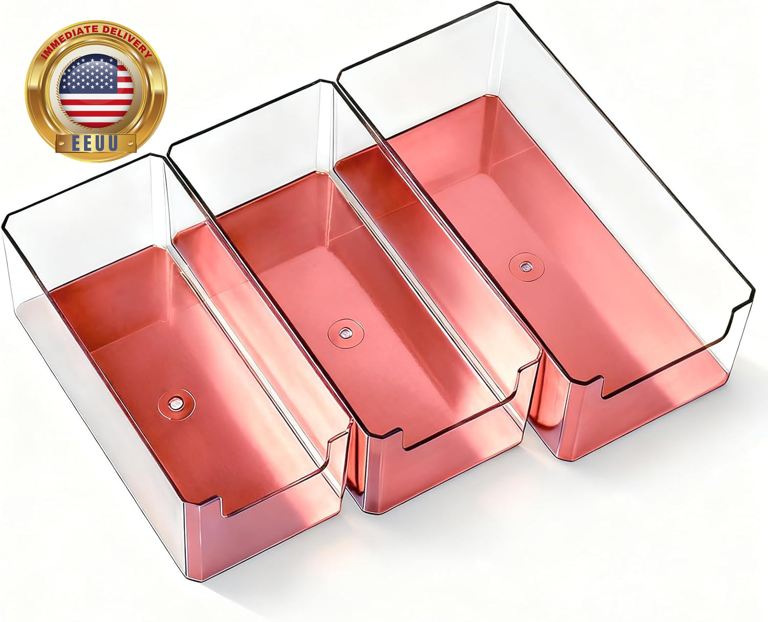 3Pcs Plastic Drawer Organizer, 3 Sizes Desk Drawer Divider Organizers and Contai
