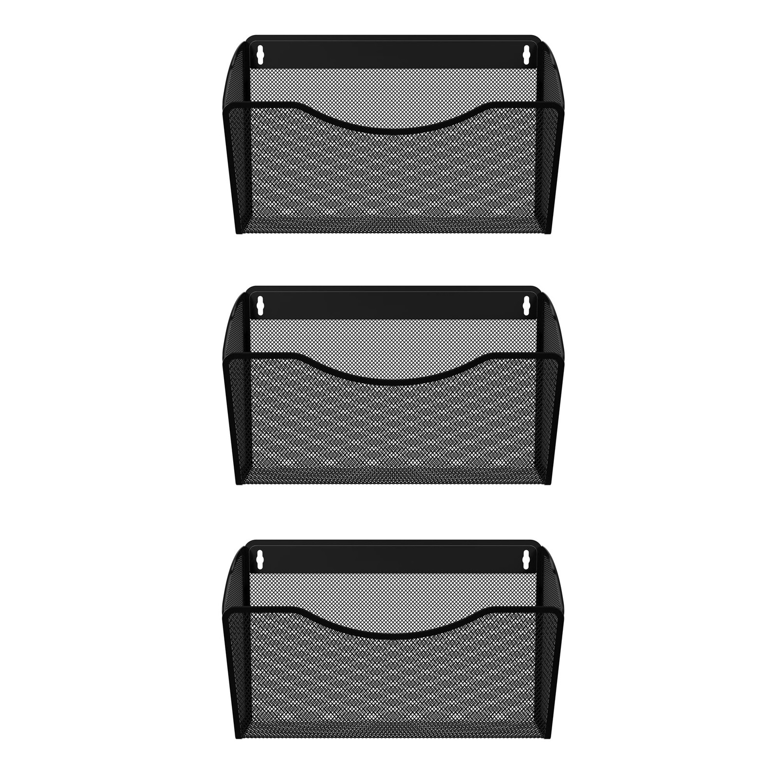 EasyPAG 3 Pocket Office Mesh Wall Mount Hanging File Holder Organizer,Black