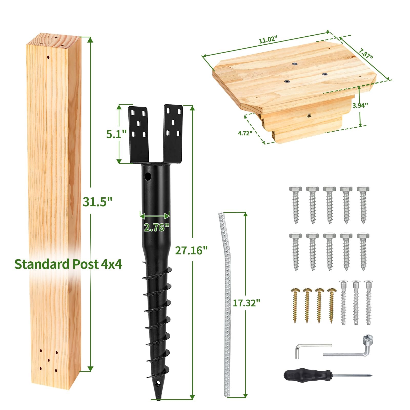 Little Library Mount Kit with No-Dig Ground Anchor, 4x4x31.5″ Solid Wood Post…