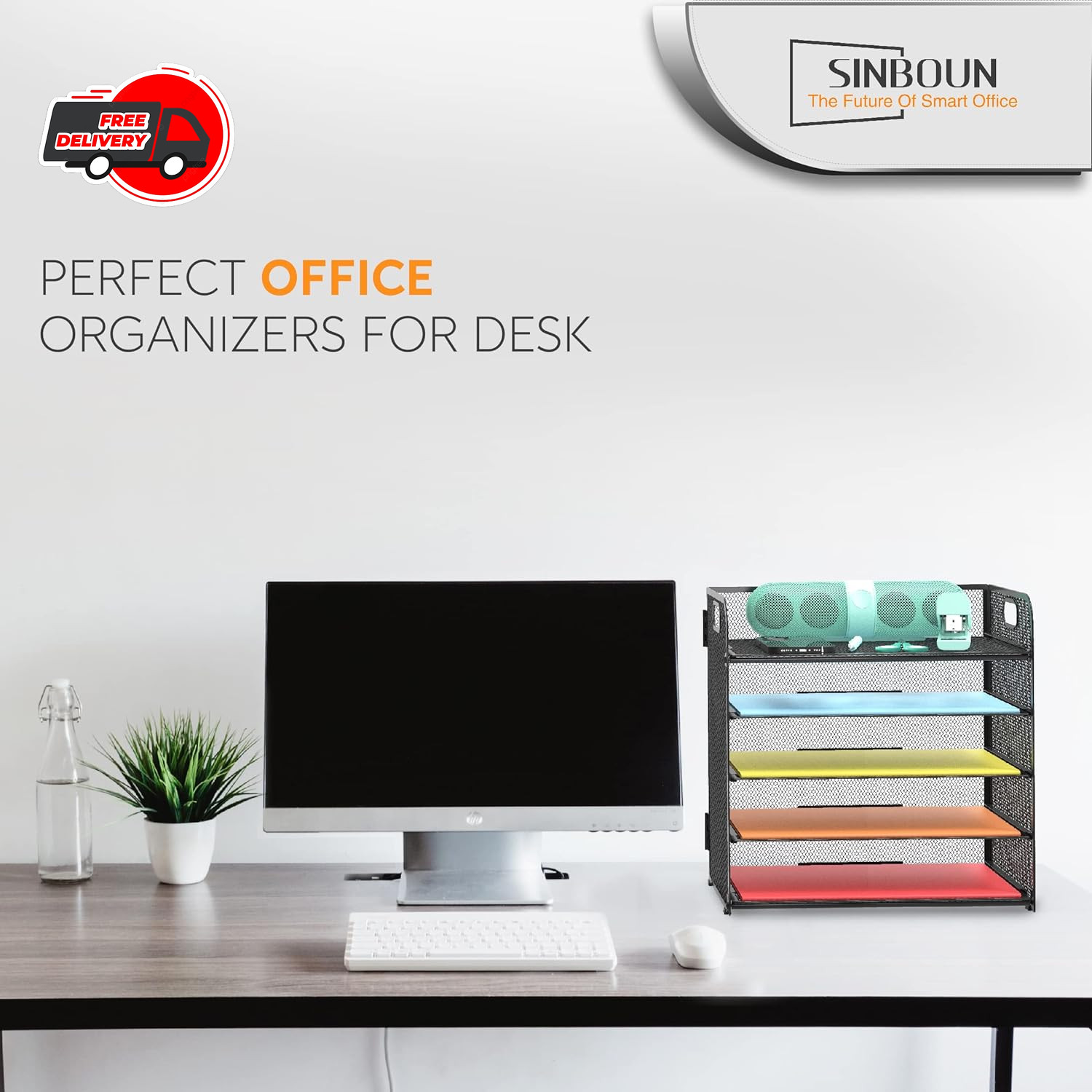 Letter Tray Paper Organizer 5-Tier Desk Organizer File Organizer Paper Holder wi