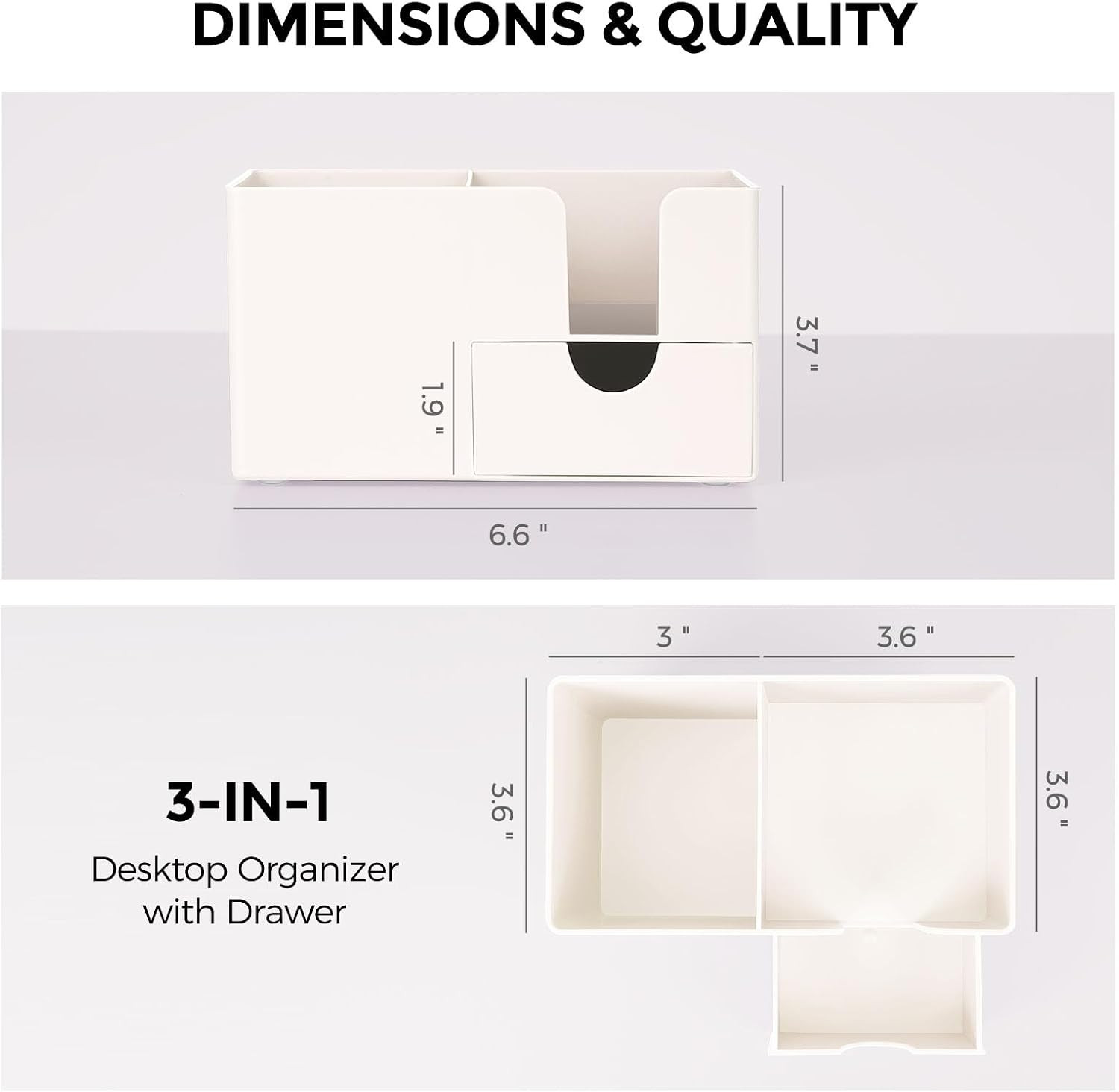 Small Desk Organizer with Drawer | 3 Compartments, Pen Holder for Desk, for Home