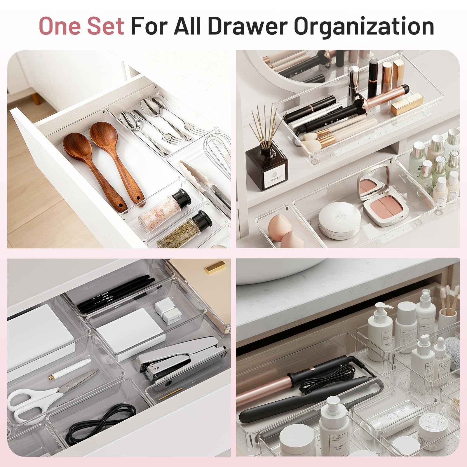 8 Pack Large Clear Plastic Drawer Organizer Bins – Acrylic 8 Pack,
