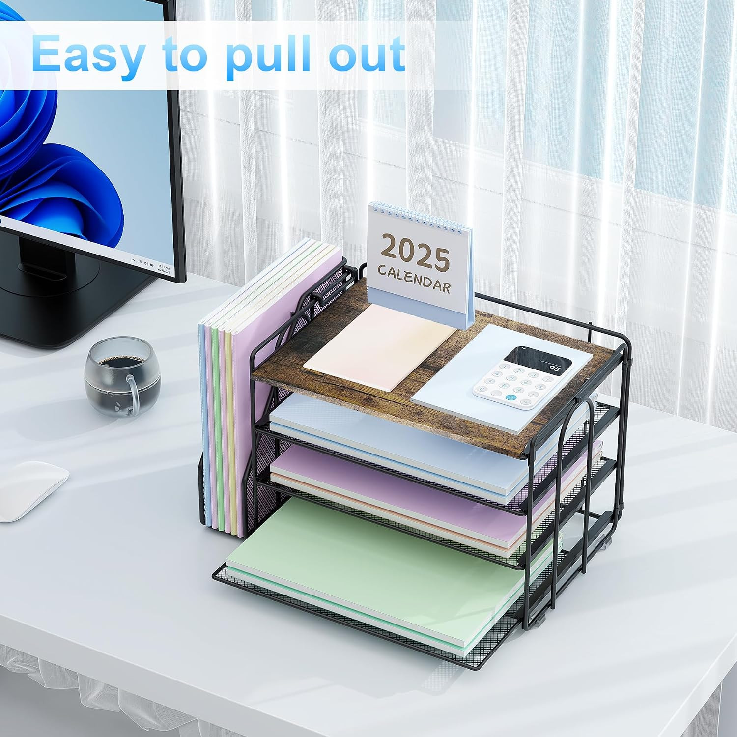 Desk Organizers and Accessories, Paper Organizer for Desk with File Organizer, D