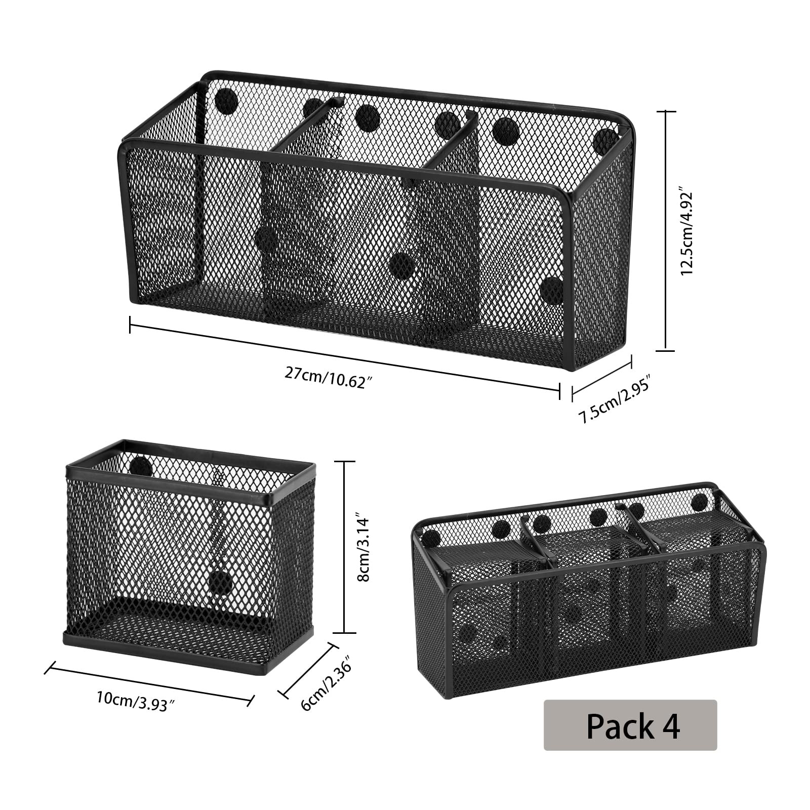 Magnetic Pencil Holder, Locker Shelf Organizer, Metal Mesh Storage Basket for…