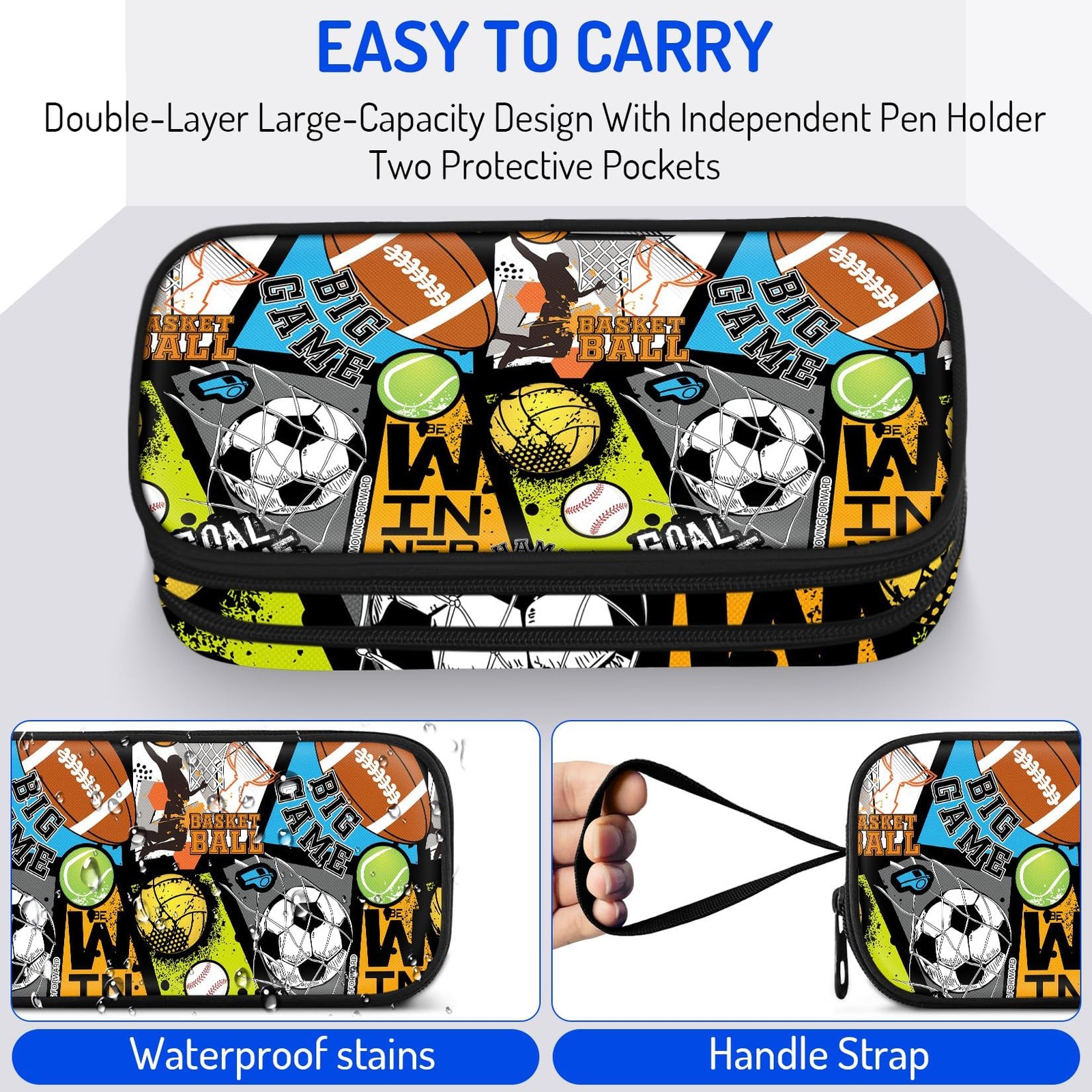 Large Pencil Case for Boys,Sports Boys Pencil Pouch for Kids Teens School,Lar…